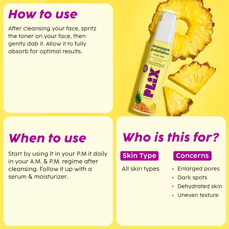 Plix Pineapple Depigmentation Regime With Toner, Cleanser & Moisturizer (3 pcs)