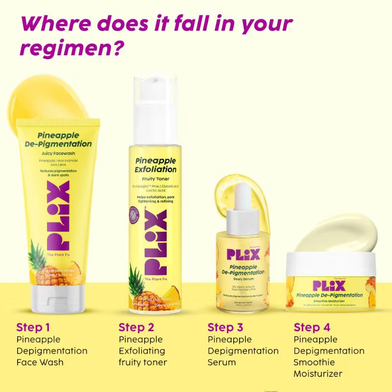 Plix Pineapple Depigmentation Regime With Toner, Cleanser & Moisturizer (3 pcs)