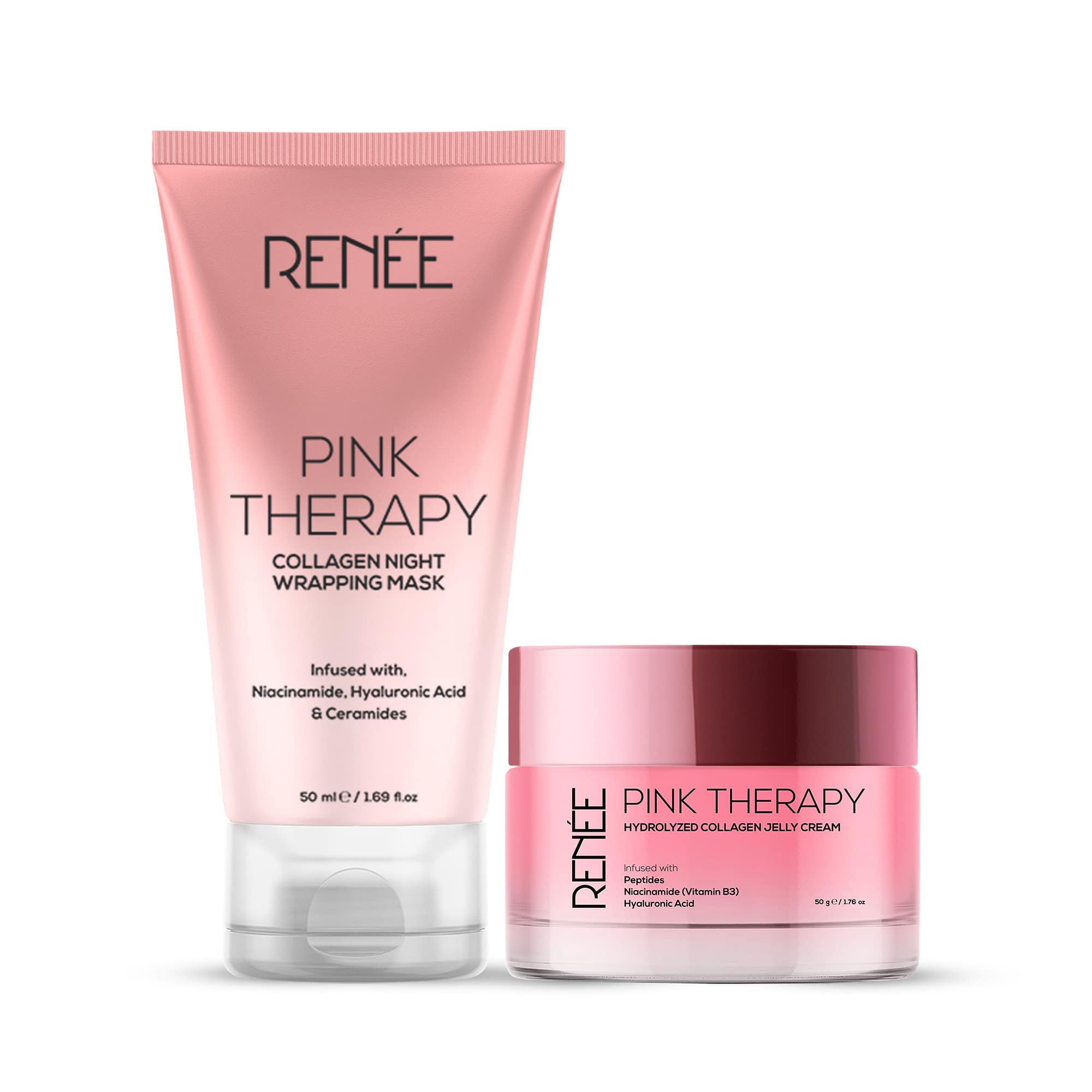 RENEE Pink Therapy Anti-Aging Hydrolyzed Collagen Jelly Cream & Collagen Night Wrapping Face Mask Combo