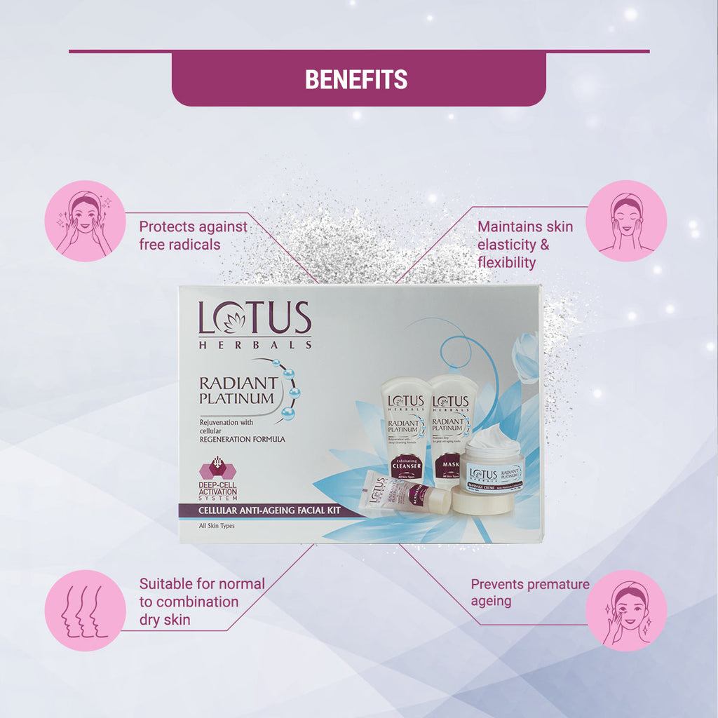 Lotus Radiant Platinum Cellular Anti-Ageing Salon Grade Facial Kit