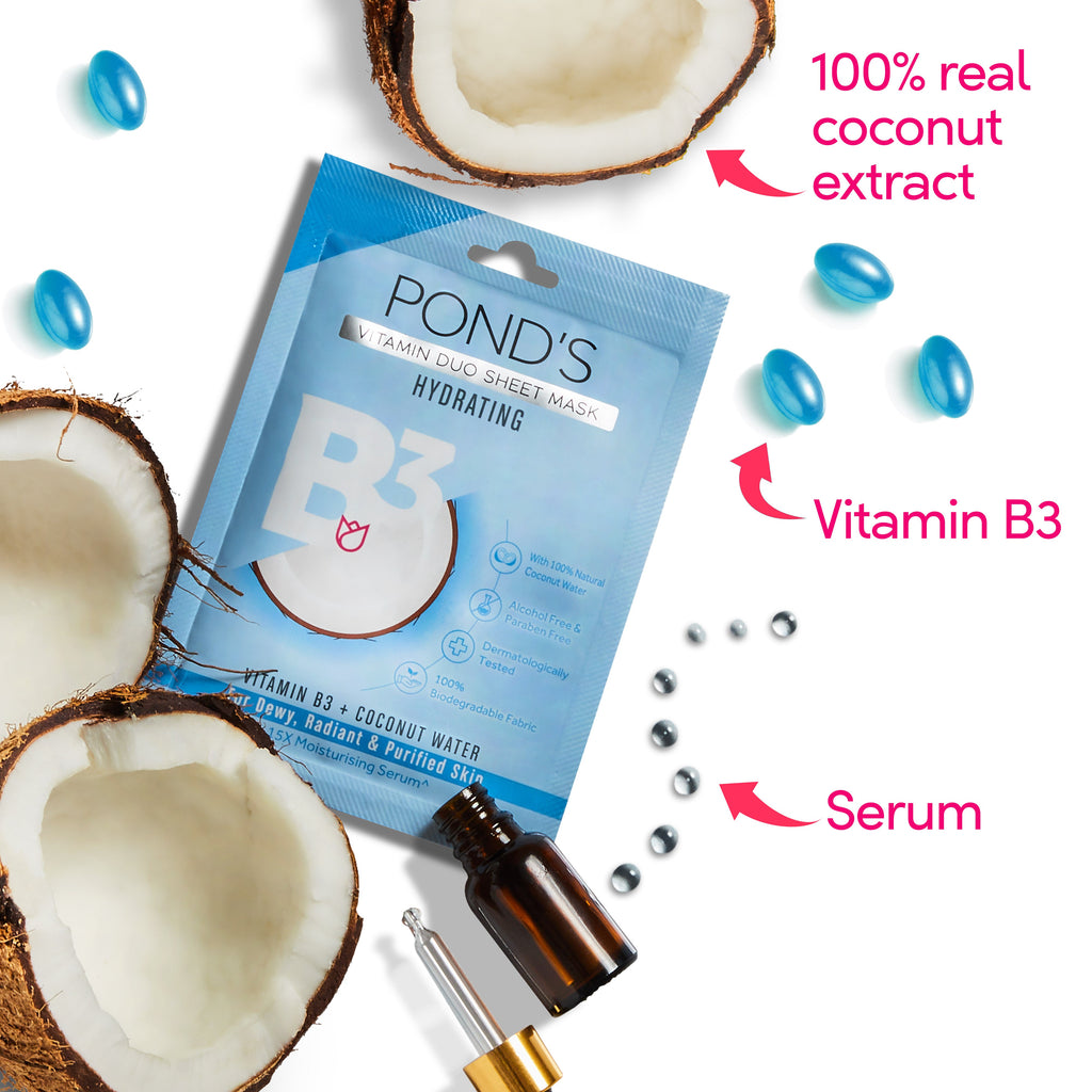 POND'S Hydrating Sheet Mask With 100% Natural Coconut Water & Vitamin B3