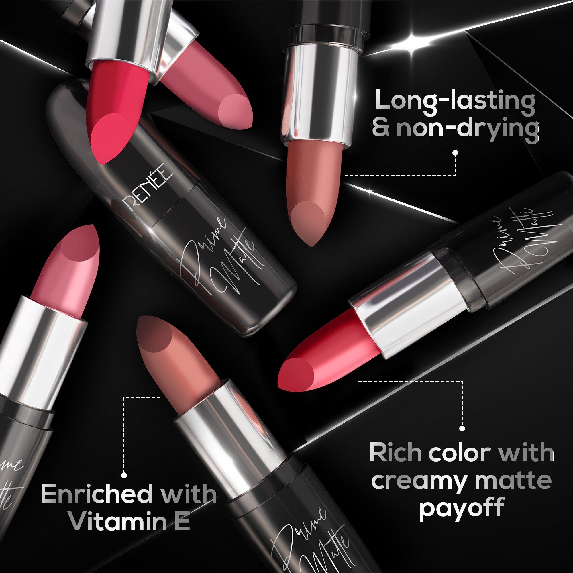 RENEE Prime Matte Lipsticks Trio, 4.5Gm Each