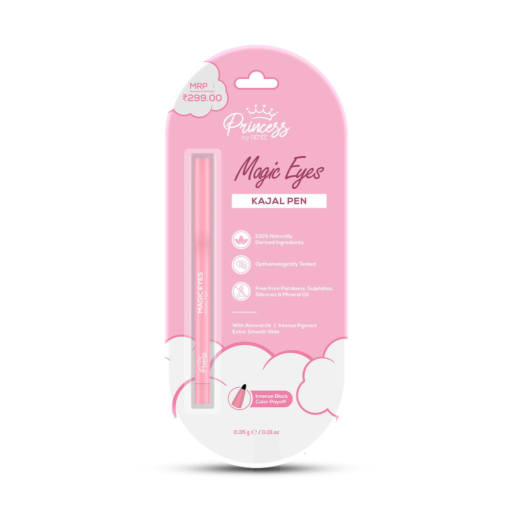 Princess by RENEE Magic Eyes Kajal Pen For Preteens, Safe & 100% Naturally Derived Ingredients, Ophthalmologically Tested