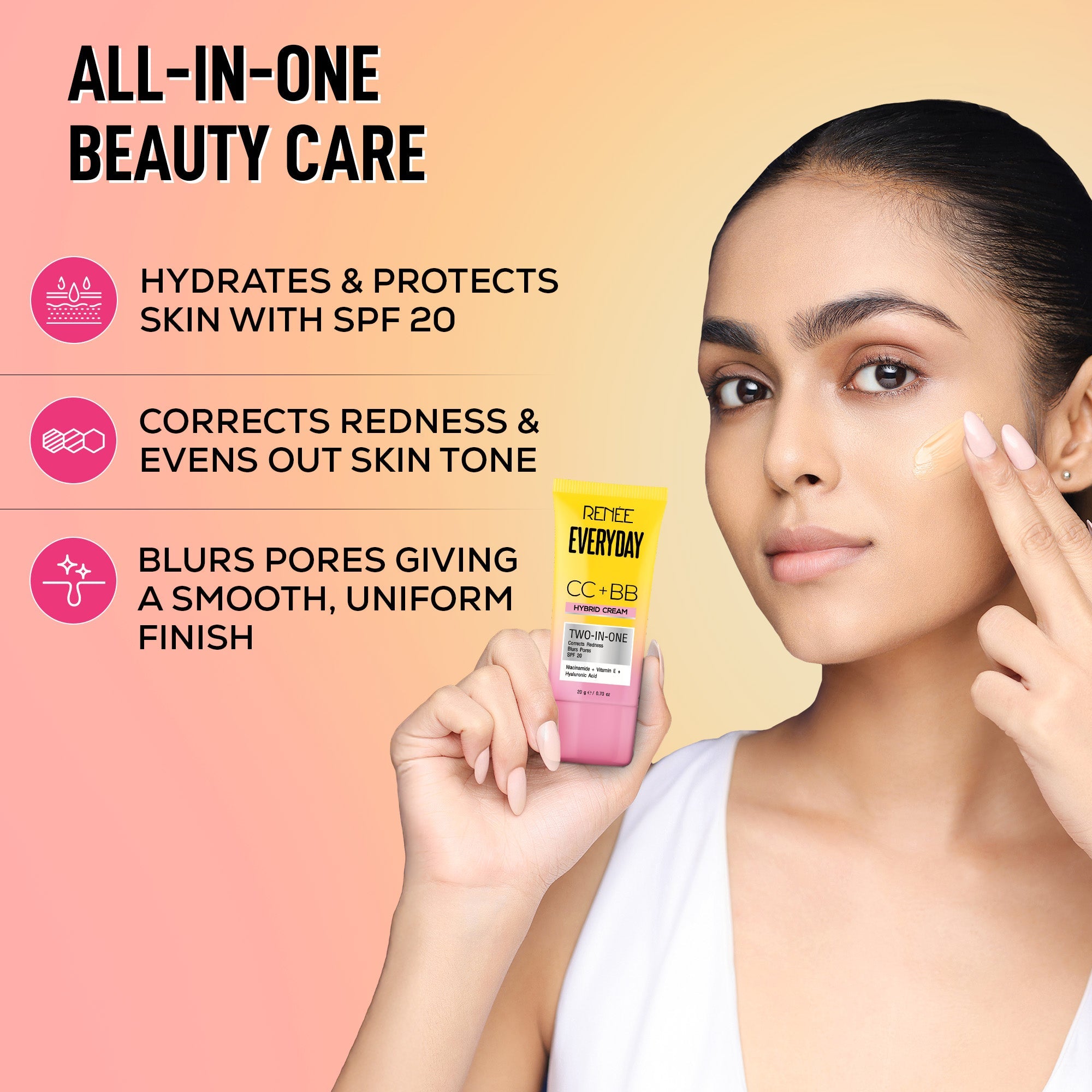 RENEE Everyday CC + BB Hybrid Cream With SPF 20 For Even Skin Tone