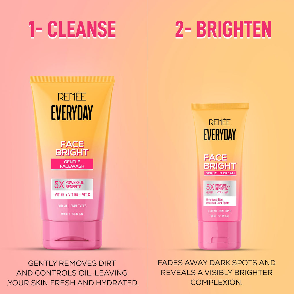 RENEE Everyday Face Bright Serum in Cream +  Gentle Facewash Combo of 2