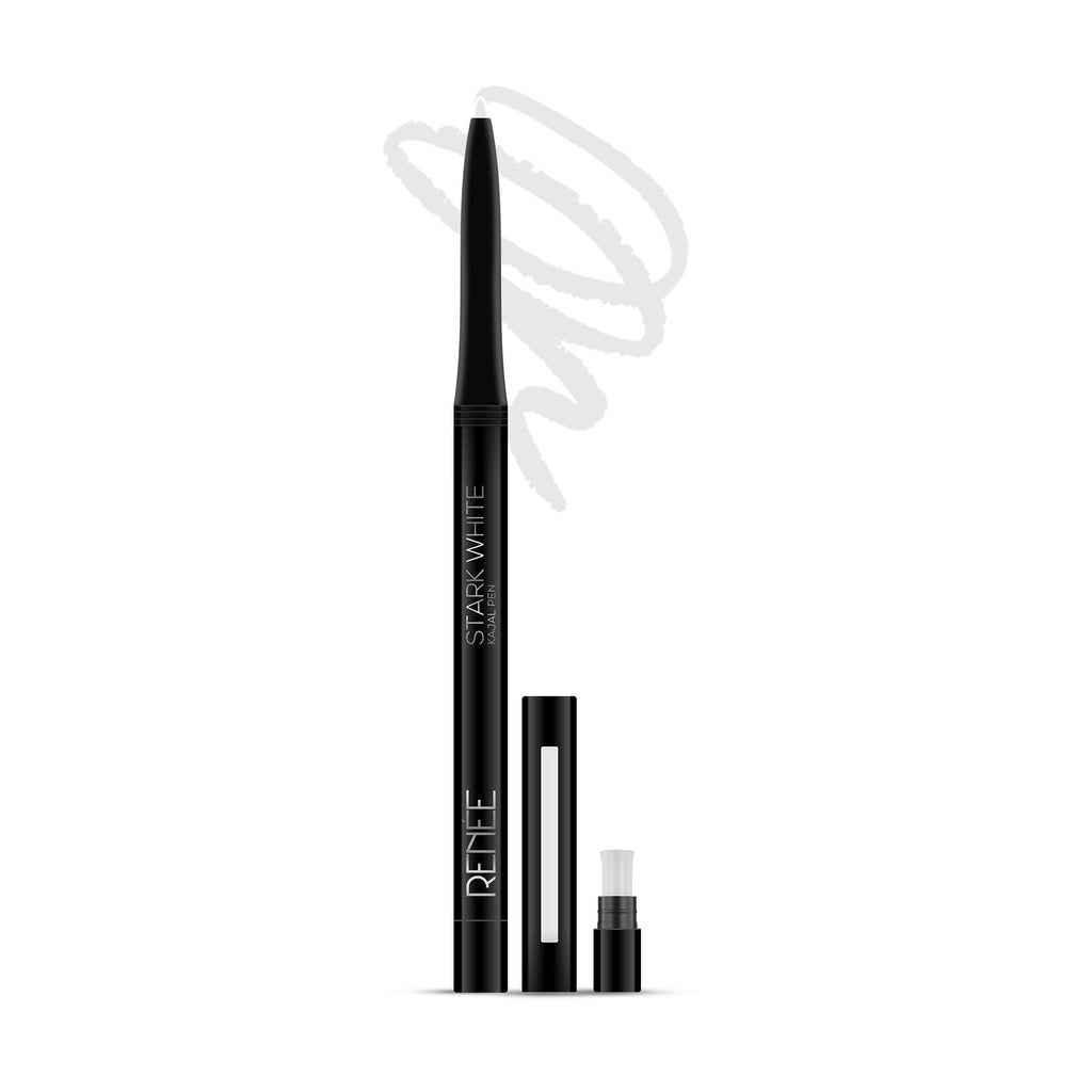 RENEE Stark White Kajal Pen with Sharpener, 0.35g