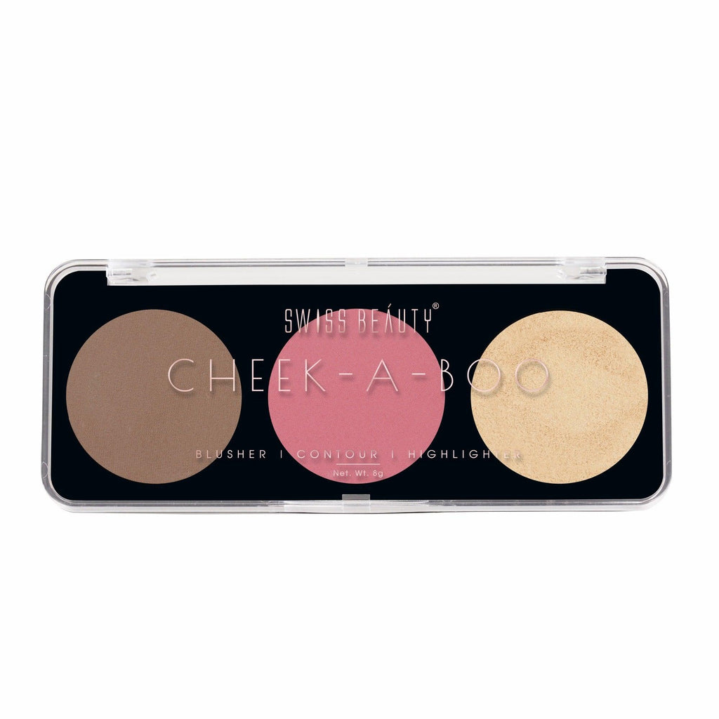 Swiss Beauty Cheek-A-Boo 3-in-1 Face Palette with Blusher , Contour and Highlighter