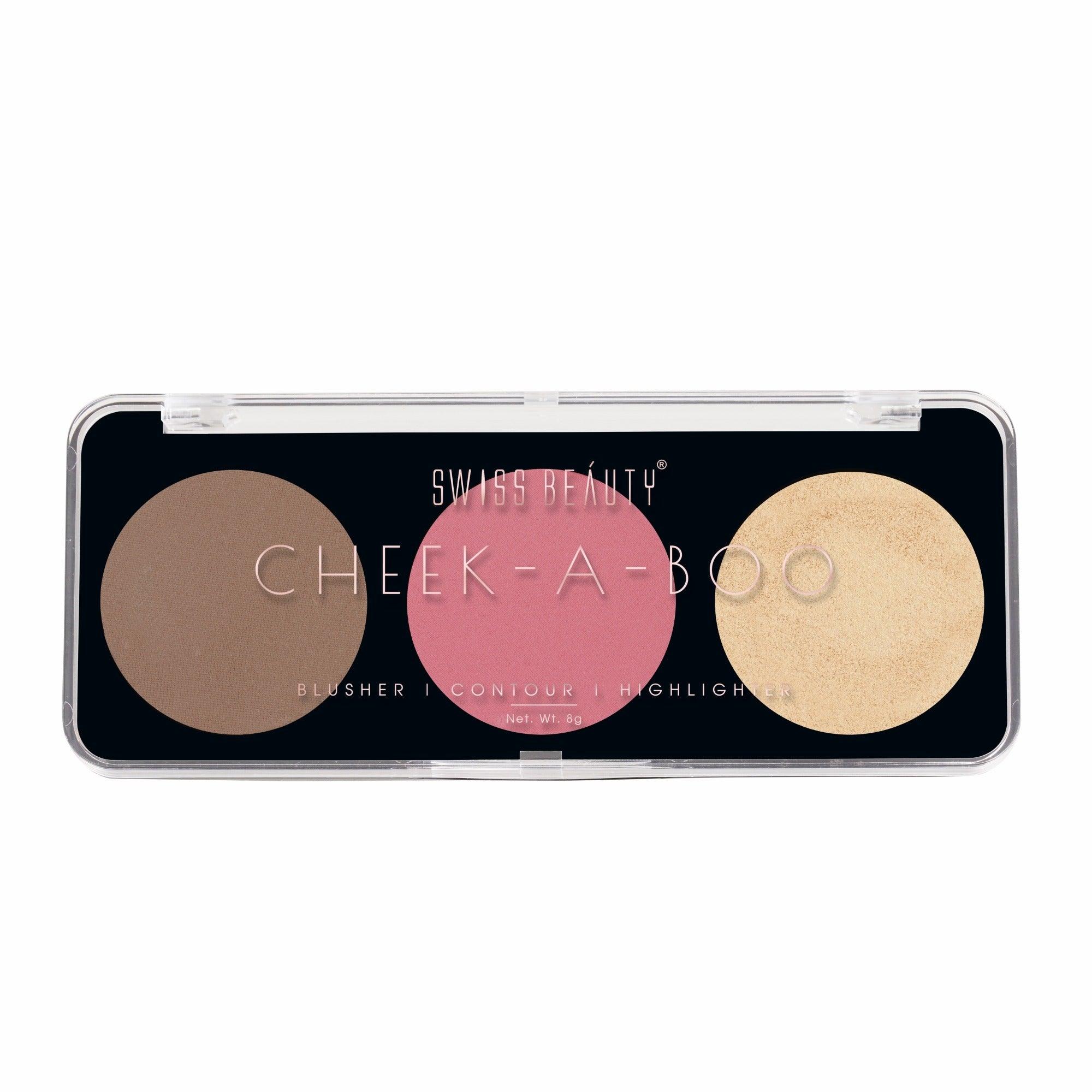 Swiss Beauty Cheek-A-Boo 3-in-1 Face Palette with Blusher , Contour and Highlighter