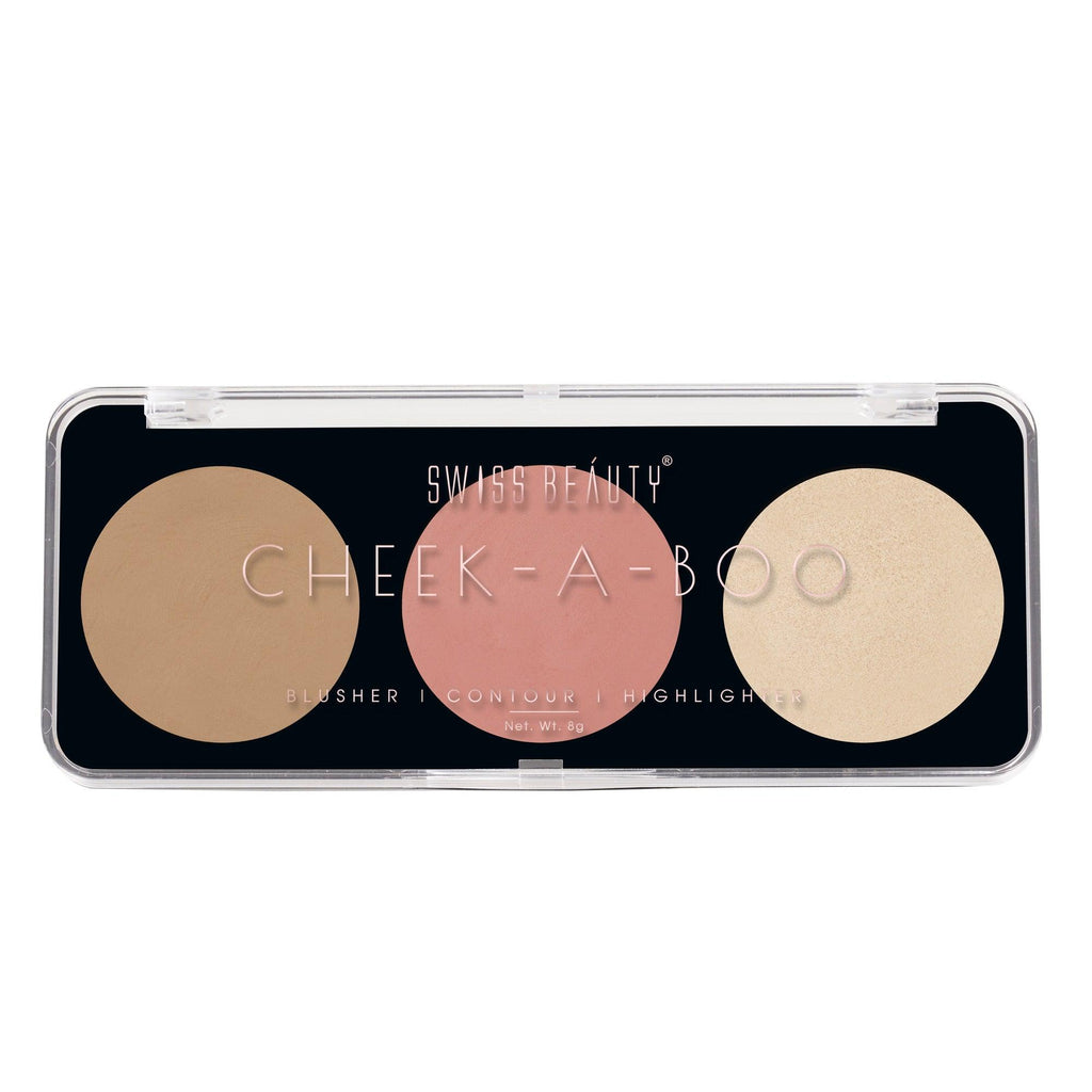 Swiss Beauty Cheek-A-Boo 3-in-1 Face Palette with Blusher , Contour and Highlighter