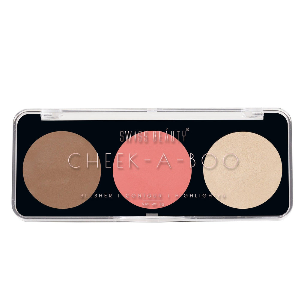 Swiss Beauty Cheek-A-Boo 3-in-1 Face Palette with Blusher , Contour and Highlighter