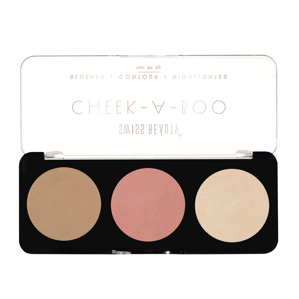 Swiss Beauty Cheek-A-Boo 3-in-1 Face Palette with Blusher , Contour and Highlighter