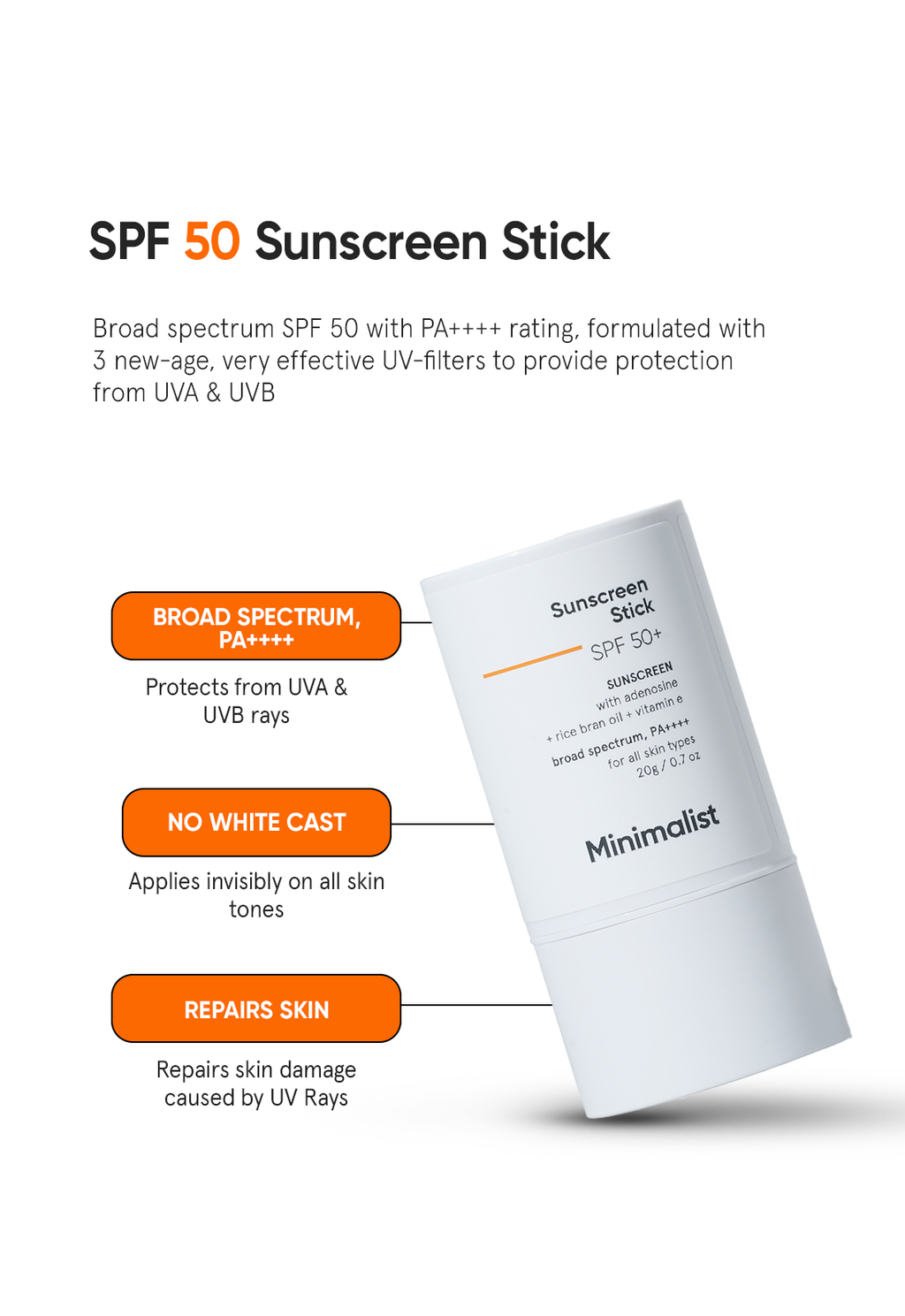Minimalist SPF 50+ Sunscreen Stick