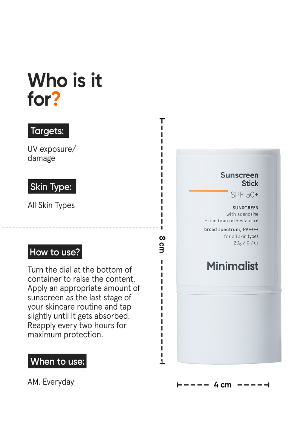 Minimalist SPF 50+ Sunscreen Stick
