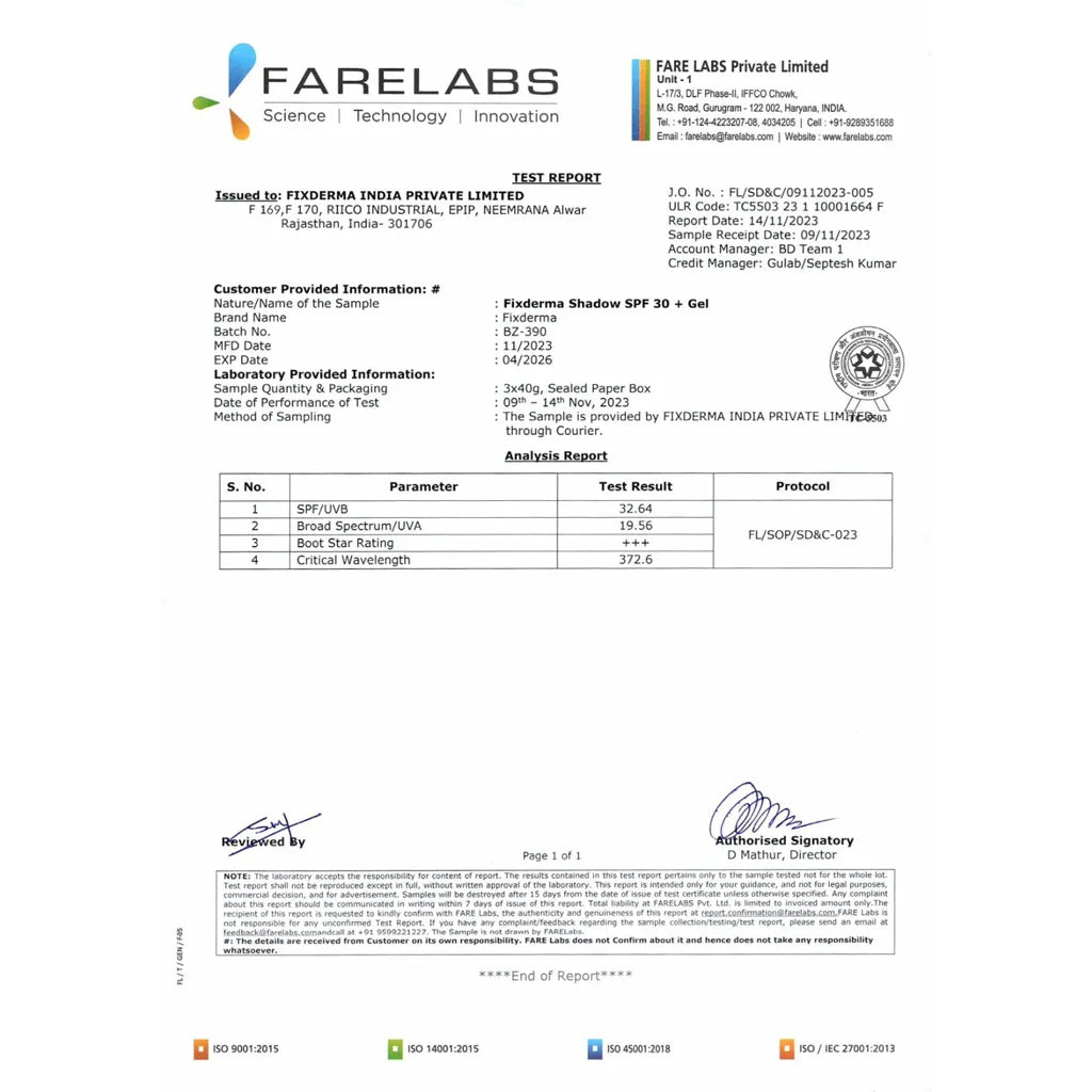 Fixderma Shadow SPF 30+ Gel Sunscreen 40g
