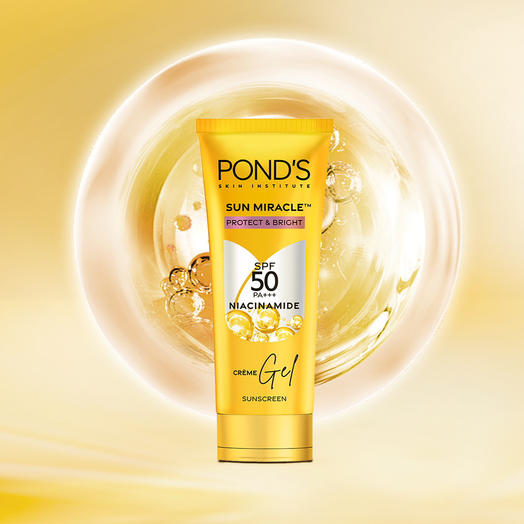 POND’S Sun Miracle SPF 50 PA+++ Crème Gel Sunscreen - Protect & Bright, With Niacinamide