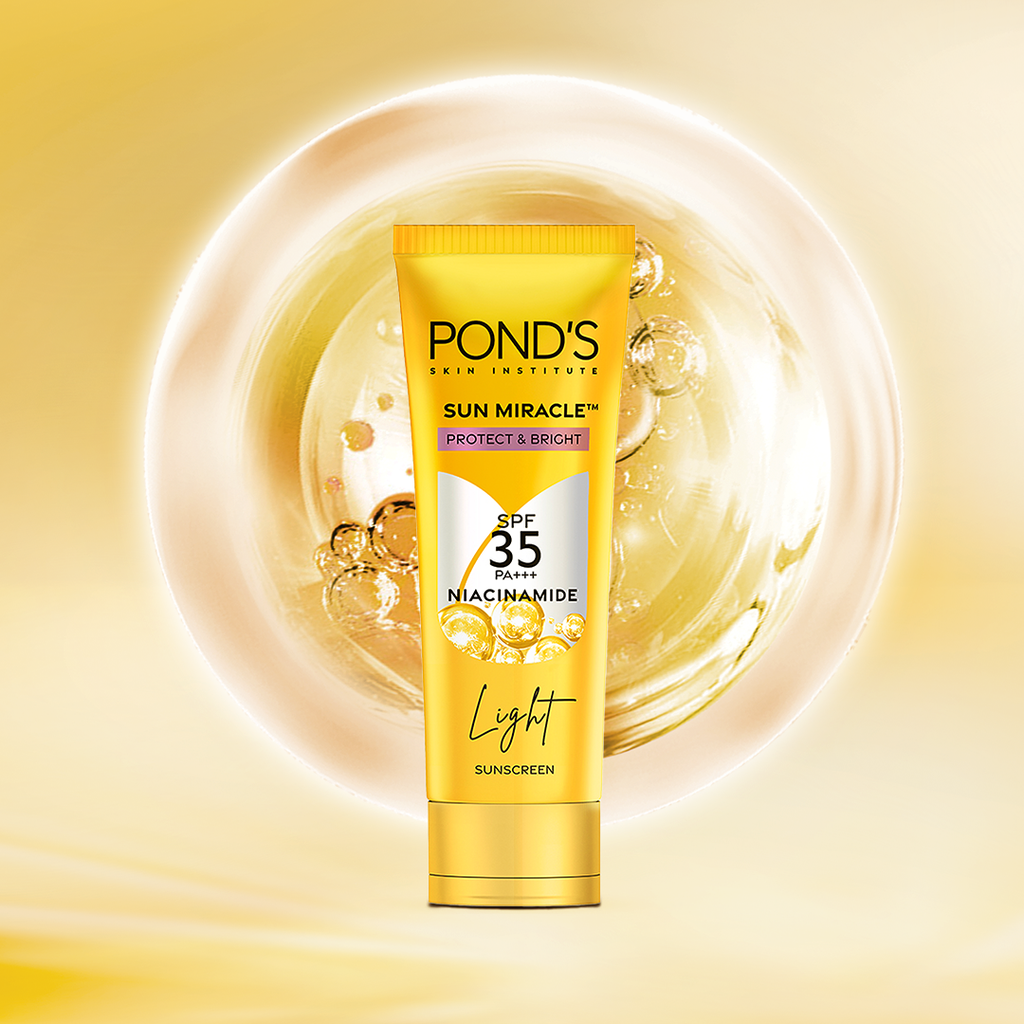 POND’S Sun Miracle SPF 35 PA+++ Light Sunscreen - Protect & Bright, With Niacinamide 50g