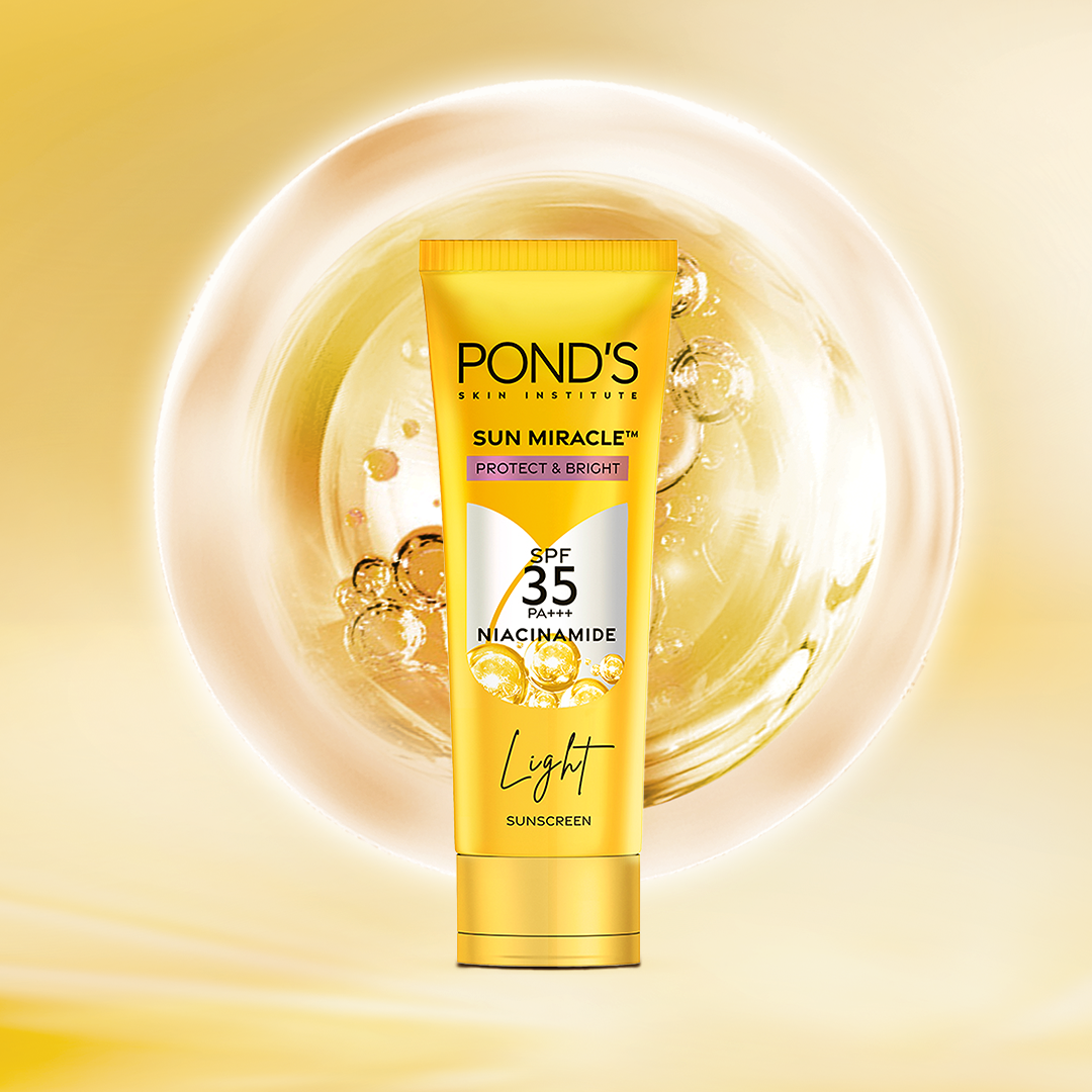 POND’S Sun Miracle SPF 35 PA+++ Light Sunscreen - Protect & Bright, With Niacinamide 50g