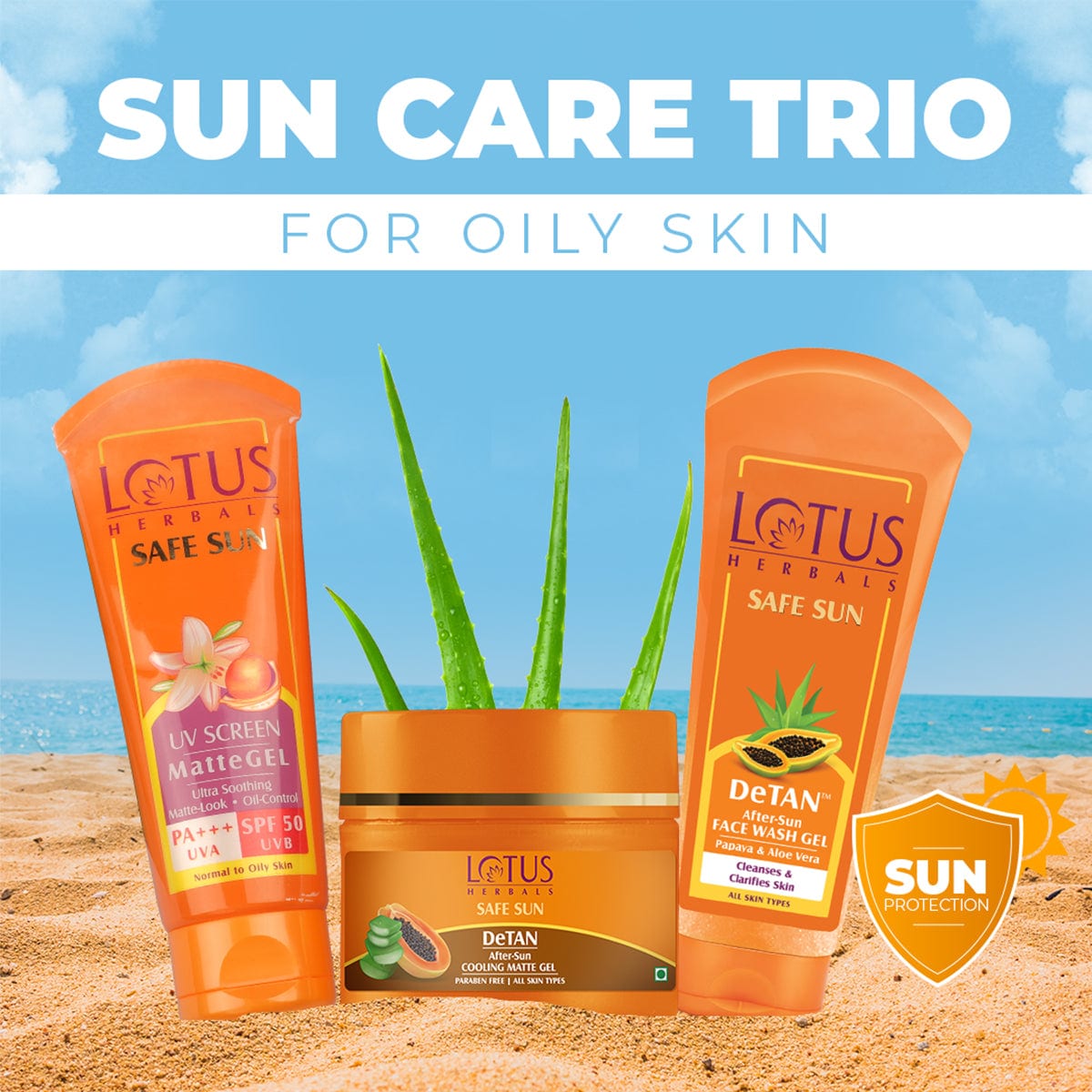 Lotus Safe Sun Suncare Trio for Oily Skin