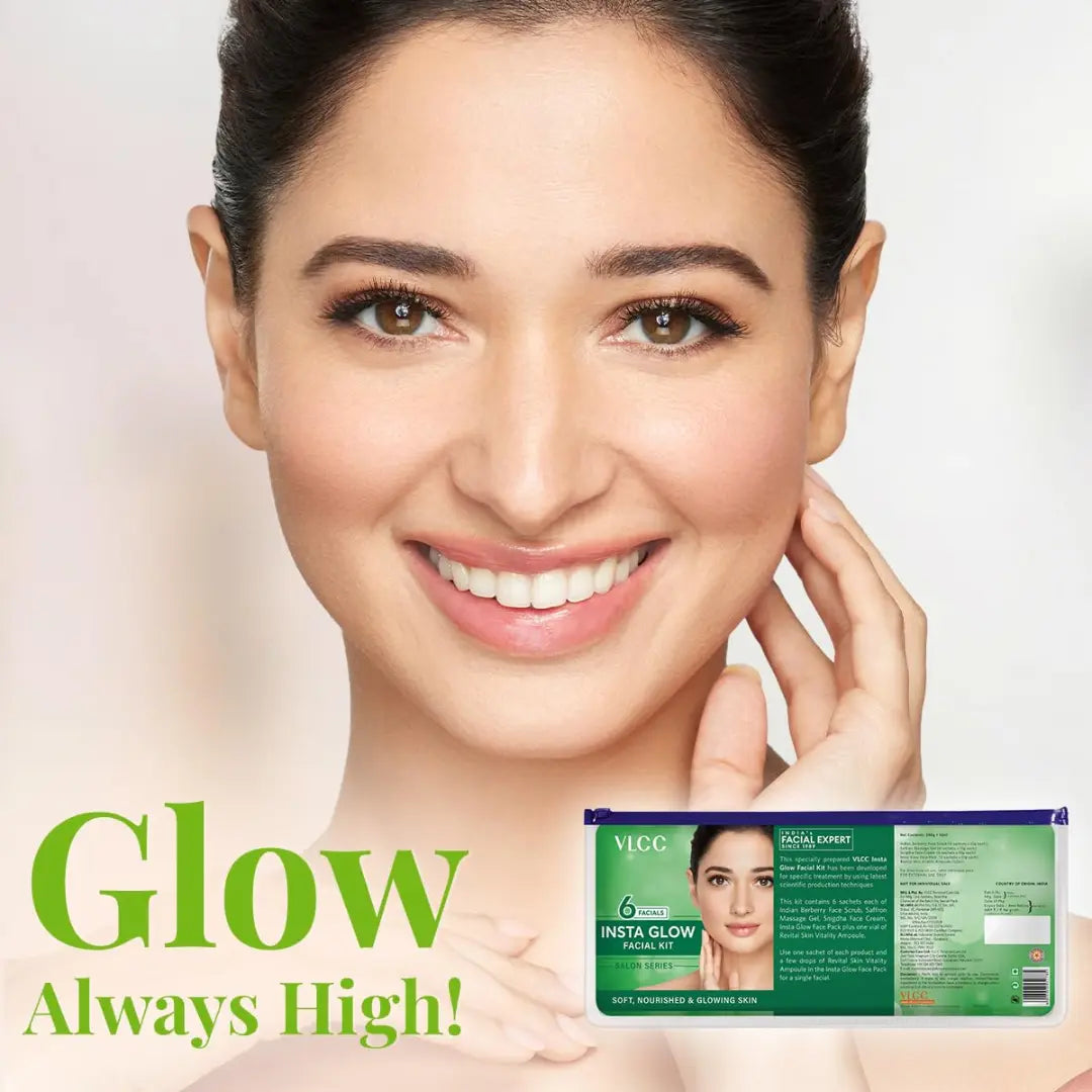 VLCC Salon Series Insta Glow Facial Kit (6 Facials) - 240g + 12ml | Fights Premature Ageing |
