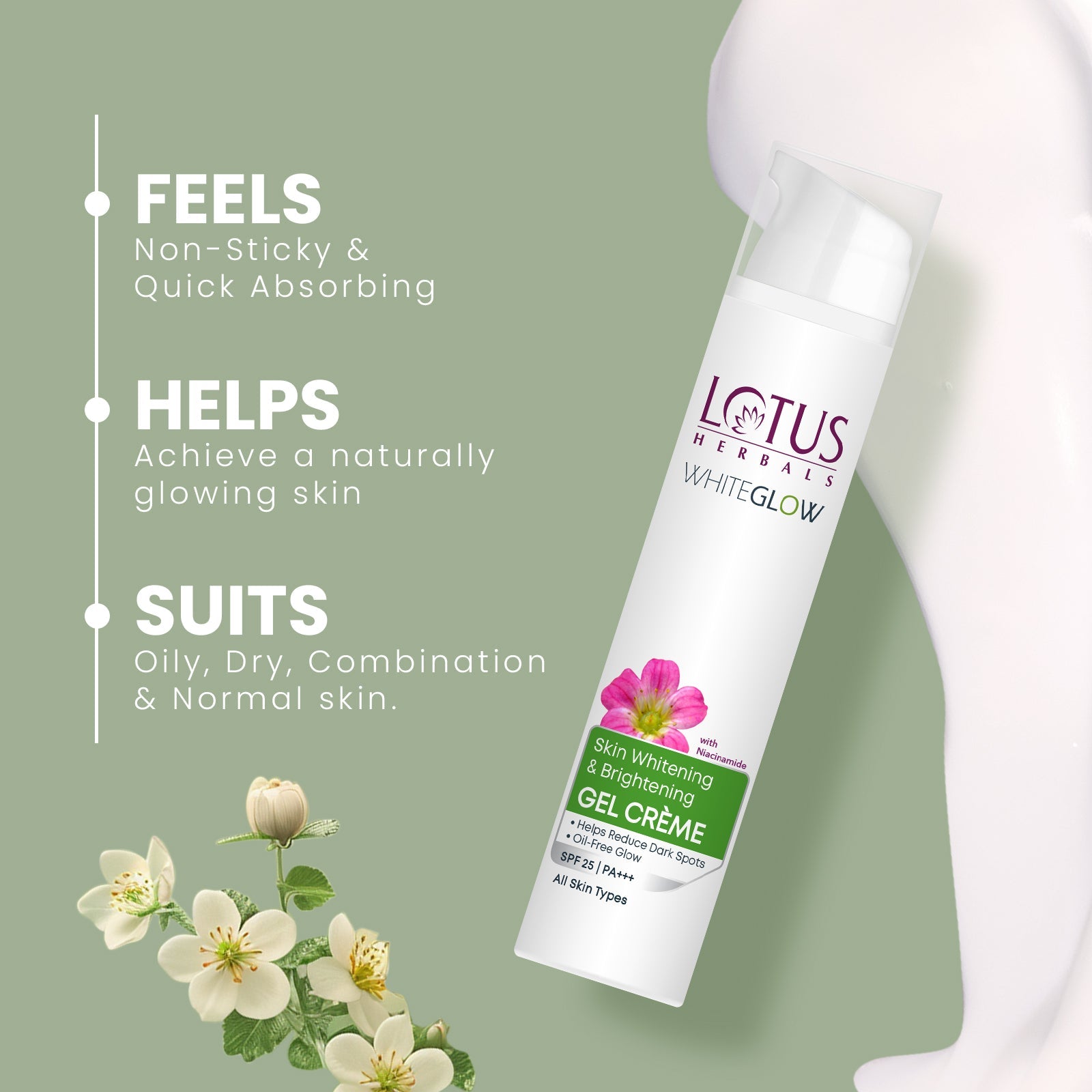 Lotus WhiteGlow Skin brightening Gel Creme SPF 25 PA+++ | 75g