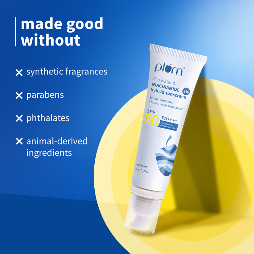 Plum 2% Niacinamide Sunscreen & Rice Water SPF 50 PA++++ Sunscreen
