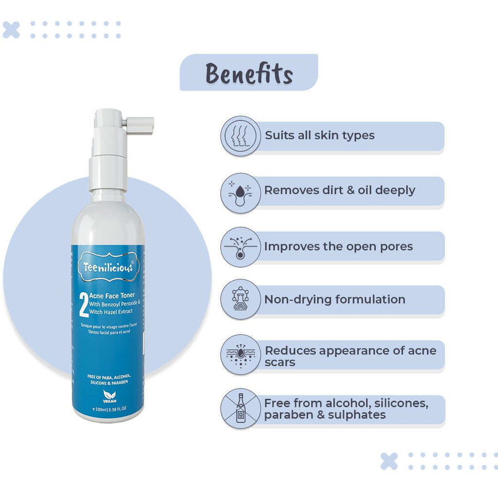 Fixderma Teenilicious Acne Face Toner With Benzoyl Peroxide 100ml - For Inflamed Acne Prone Skin
