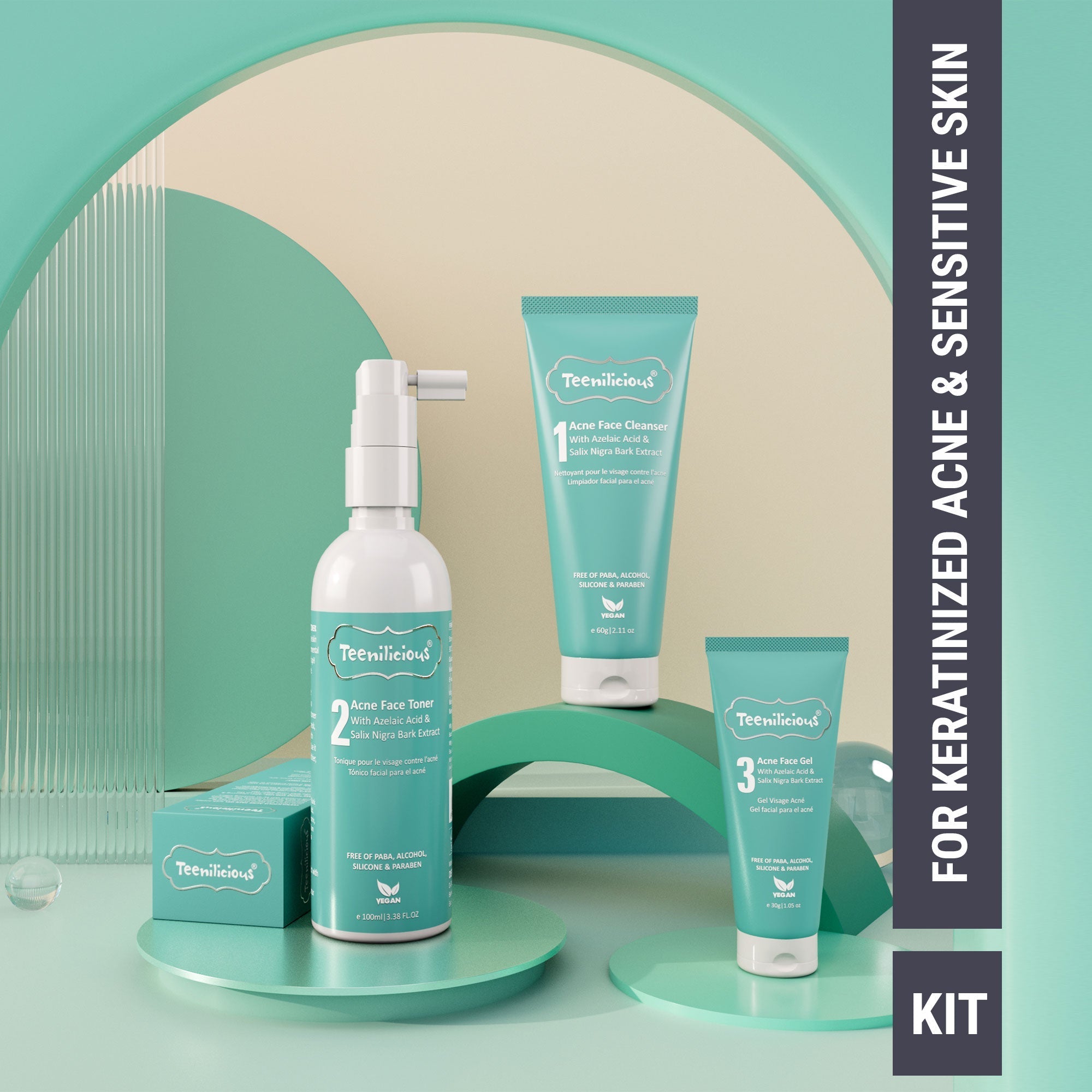 Fixderma Teenilicious Azelaic Acid Acne Care Kit 190g - Acne Treatment For Dry & Sensitive Skin