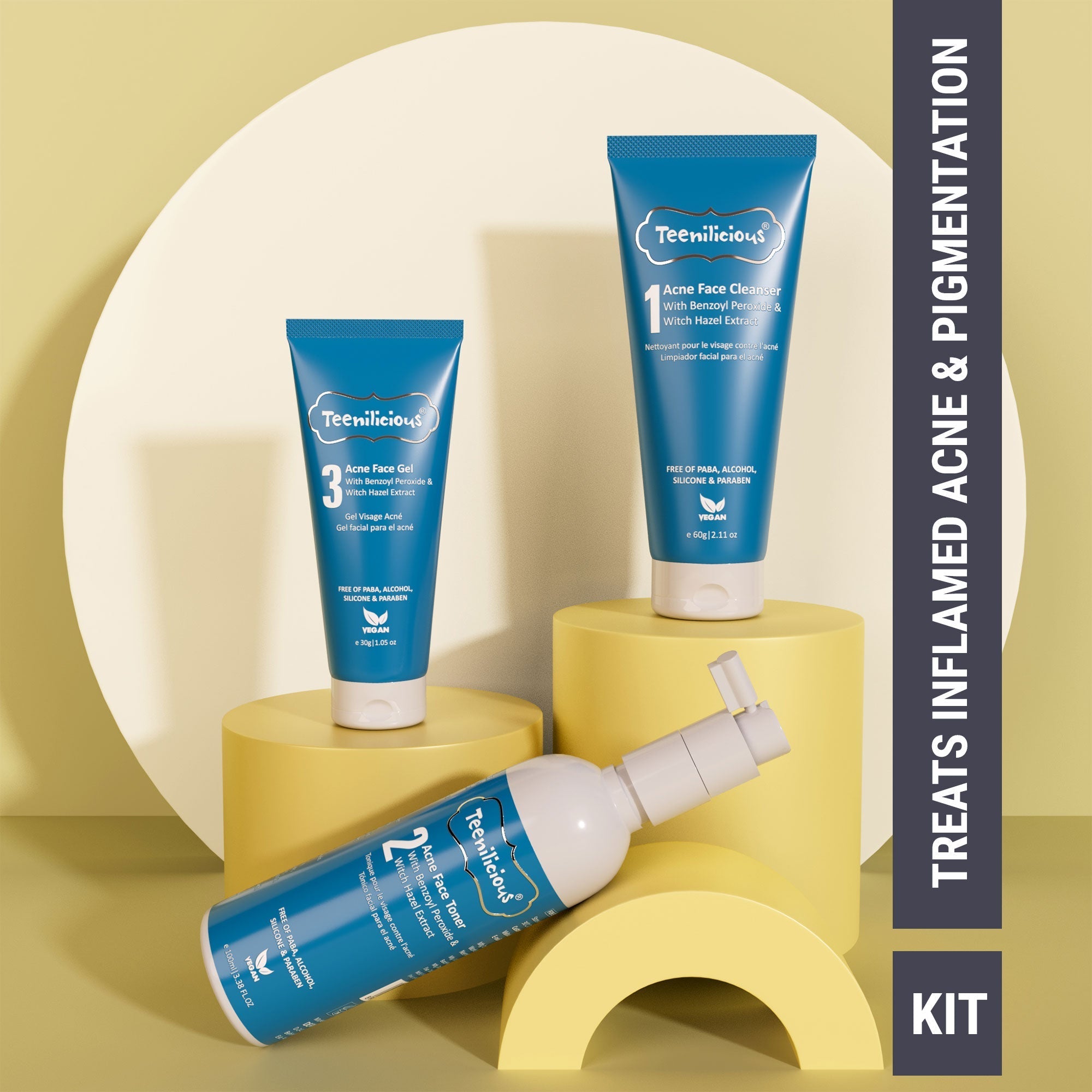 Fixderma Teenilicious Benzoyl Peroxide Acne Care Kit 190ml - Inflammatory Acne Treatment