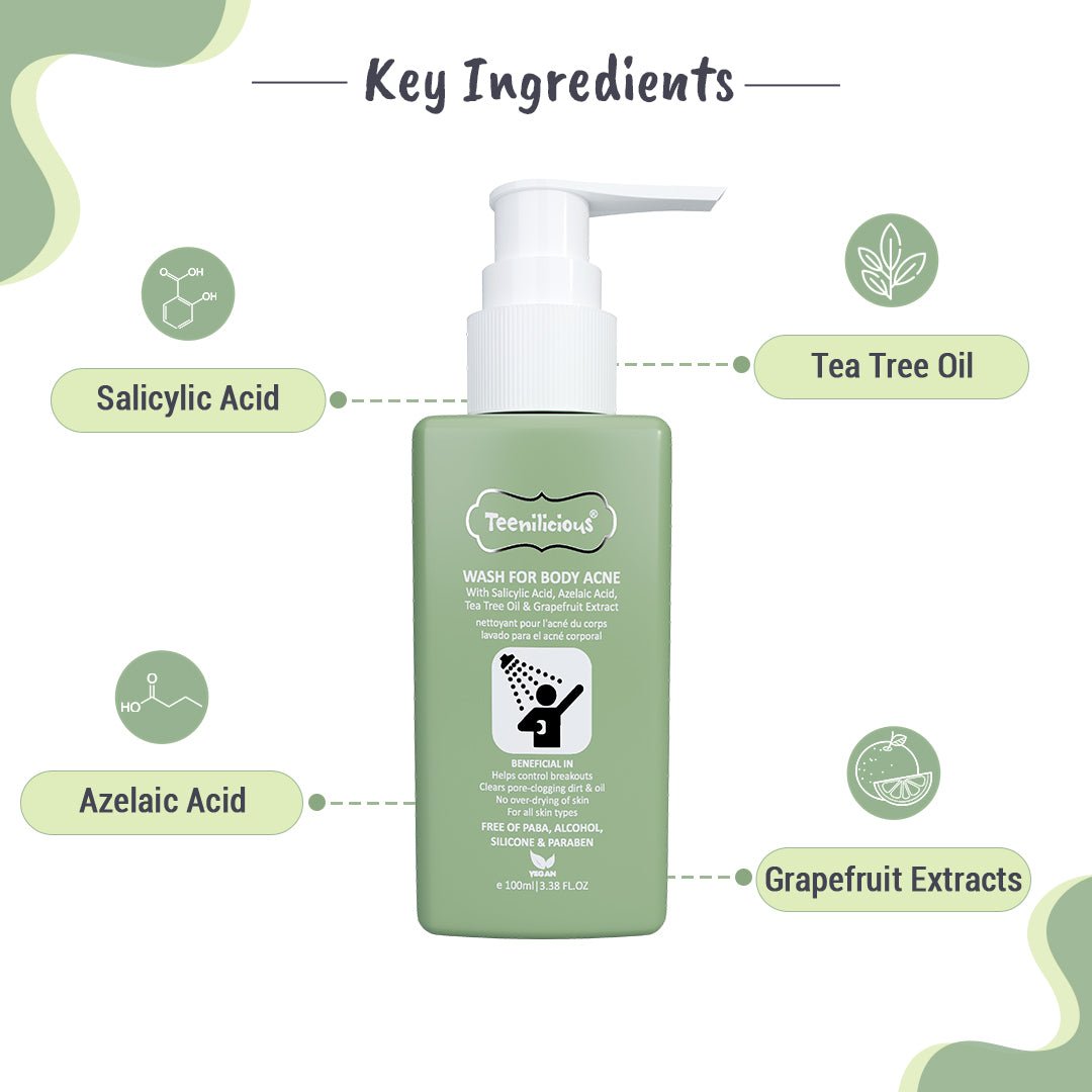 Fixderma Teenilicious Wash For Body Acne - Body Acne Wash With Salicylic Acid, Azelaic Acid And Tea Tree Oil