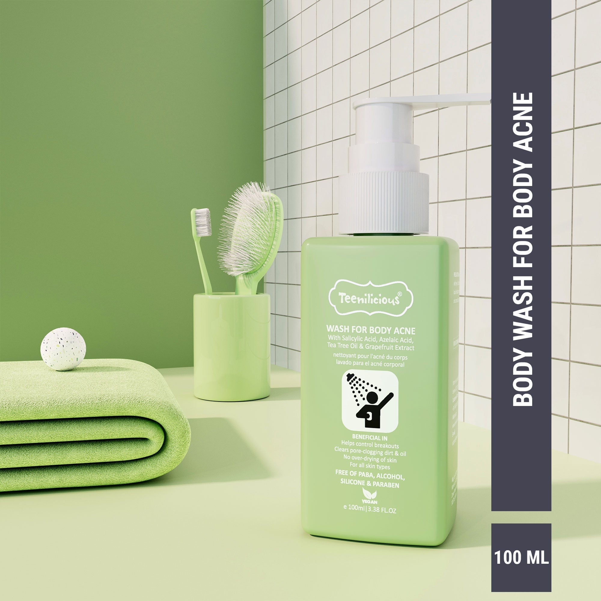 Fixderma Teenilicious Wash For Body Acne - Body Acne Wash With Salicylic Acid, Azelaic Acid And Tea Tree Oil