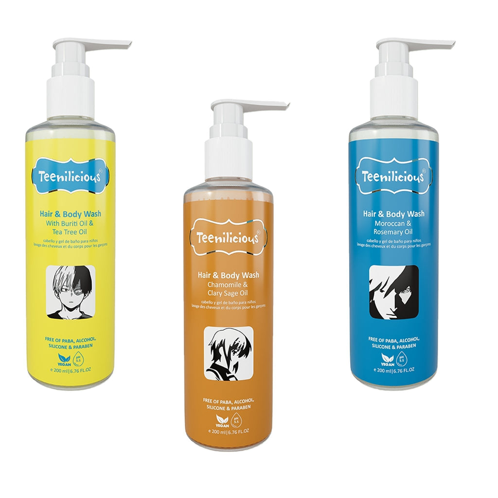 Fixderma Teenilicious Hair And Body Wash Kit 600ml - All In One Hair & Body Wash Combo