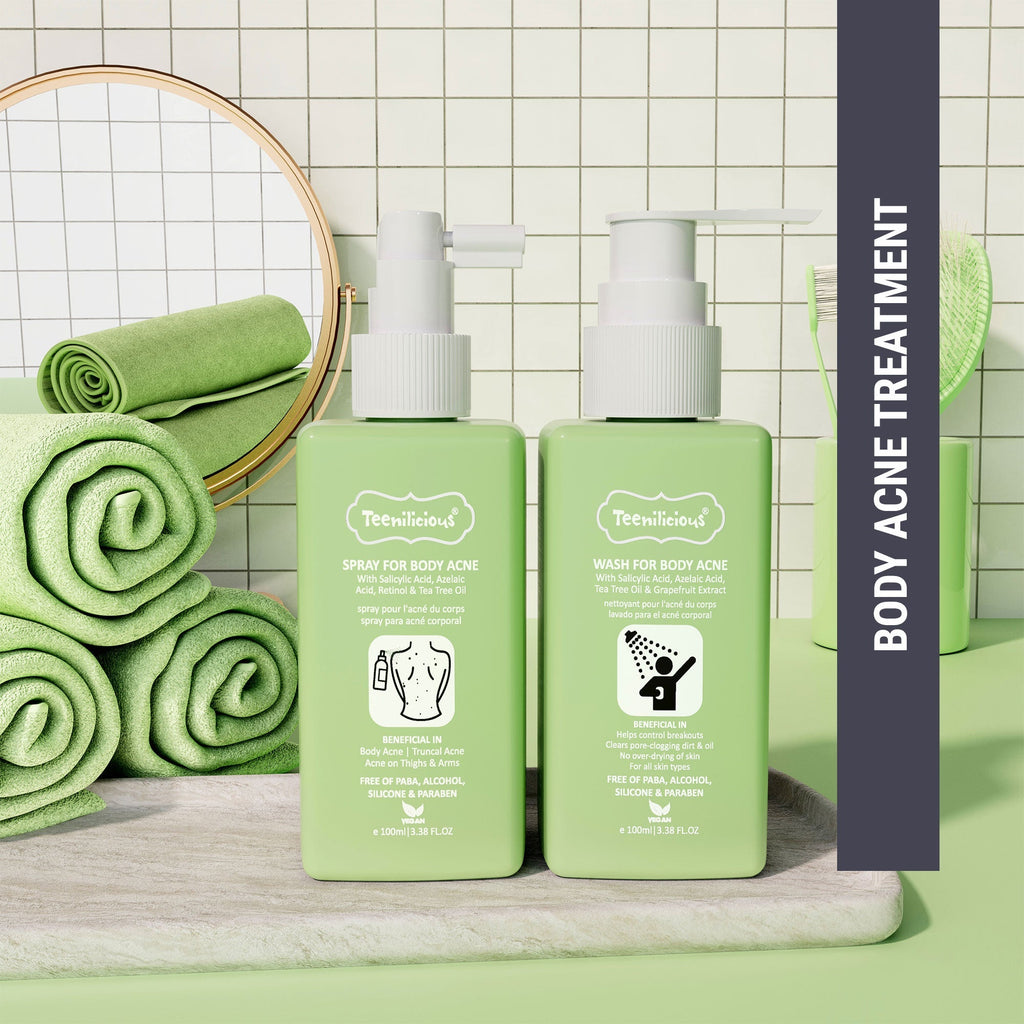 Fixderma Teenilicious Body Acne Care Kit - Salicylic Acid + Azelaic Acid + Tea Tree Oil + Retinol For All Body Acne