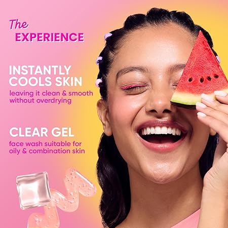 Dot & Key Watermelon Cooling Gel Face Wash With Vitamin C & Cucumber | Face Wash For Glowing Skin|Oil Free |Removes Excess Oil & Dirt | For Combination & Oily Skin| For Women & Men|100Ml