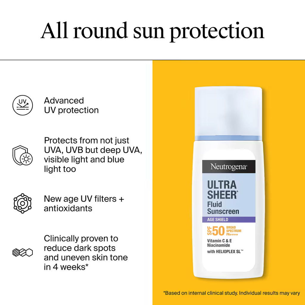 Neutrogena Ultra Sheer Fluid Sunscreen Age Shield SPF50 -40ml