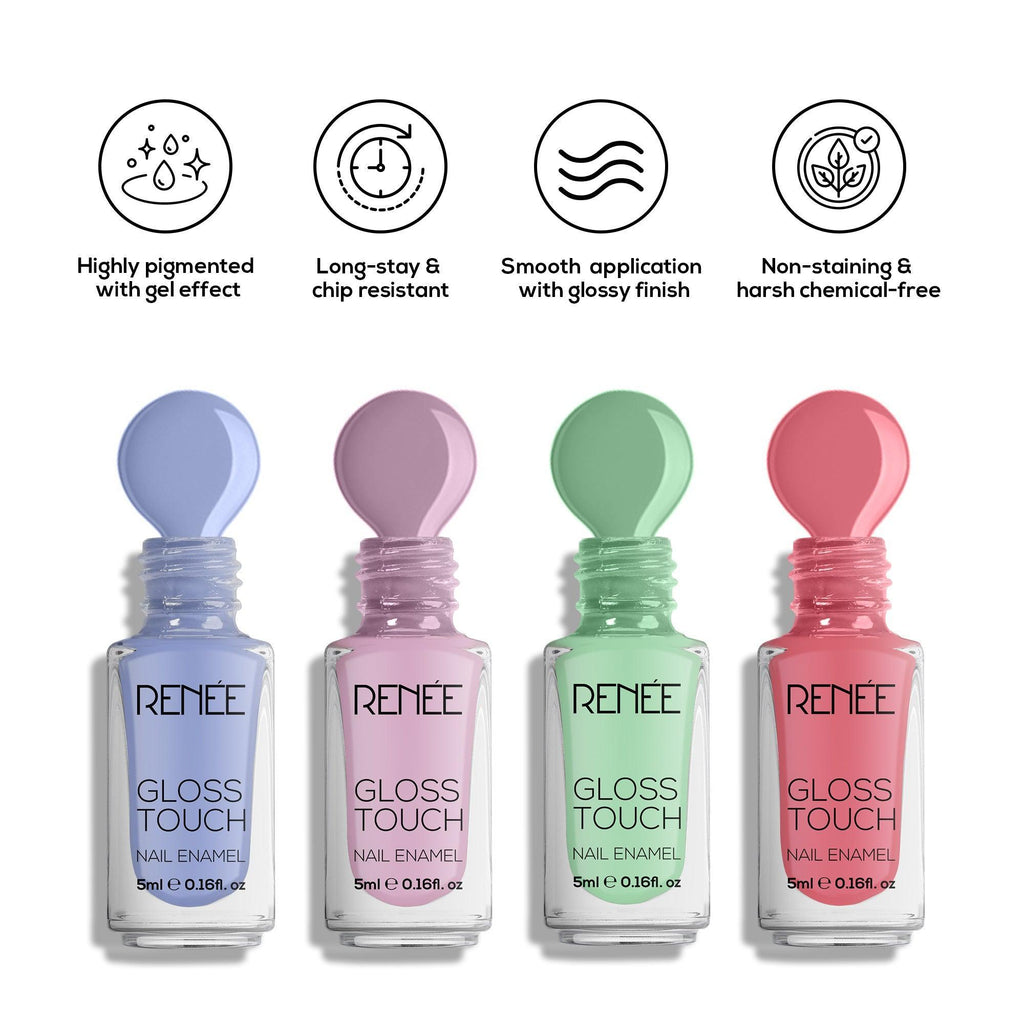 RENEE Gloss Touch Set of 4 Nail Enamels, 5 ml each