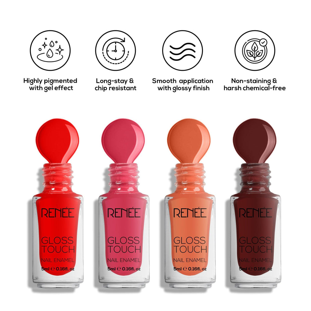 RENEE Gloss Touch Set of 4 Nail Enamels, 5 ml each