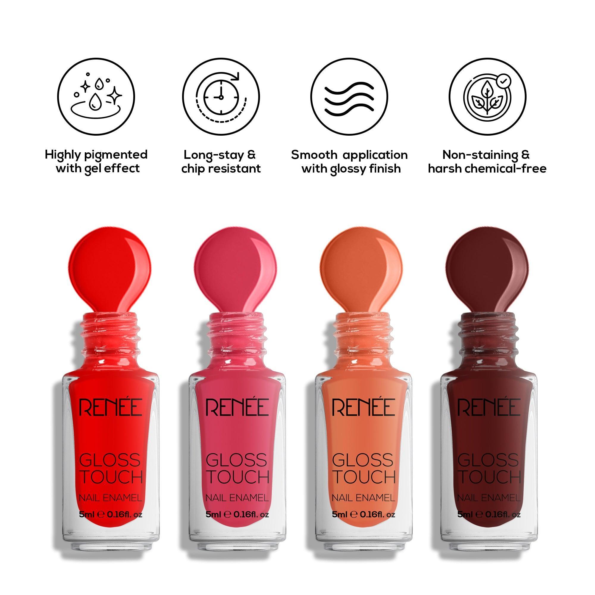 RENEE Gloss Touch Set of 4 Nail Enamels, 5 ml each