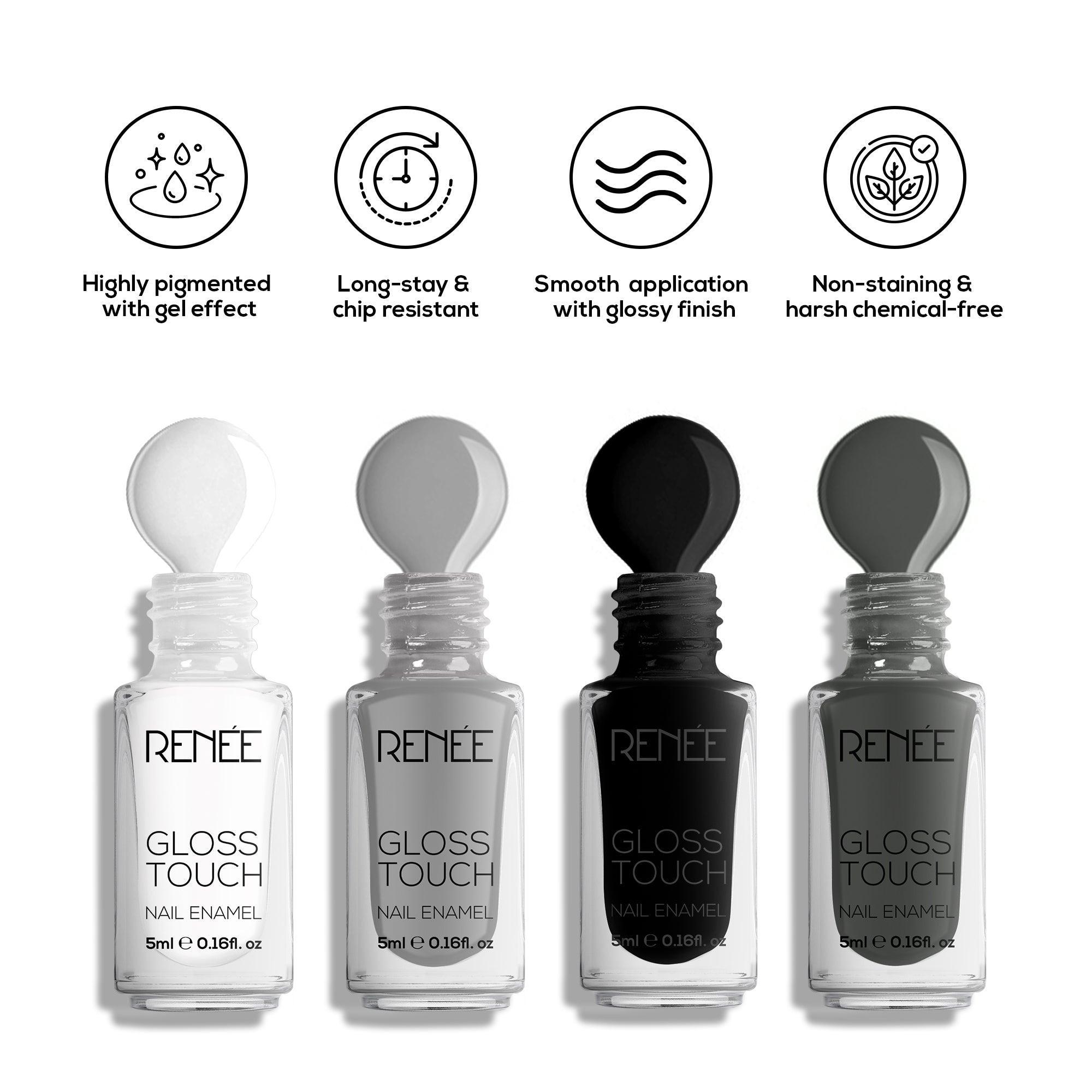 RENEE Gloss Touch Set of 4 Nail Enamels, 5 ml each