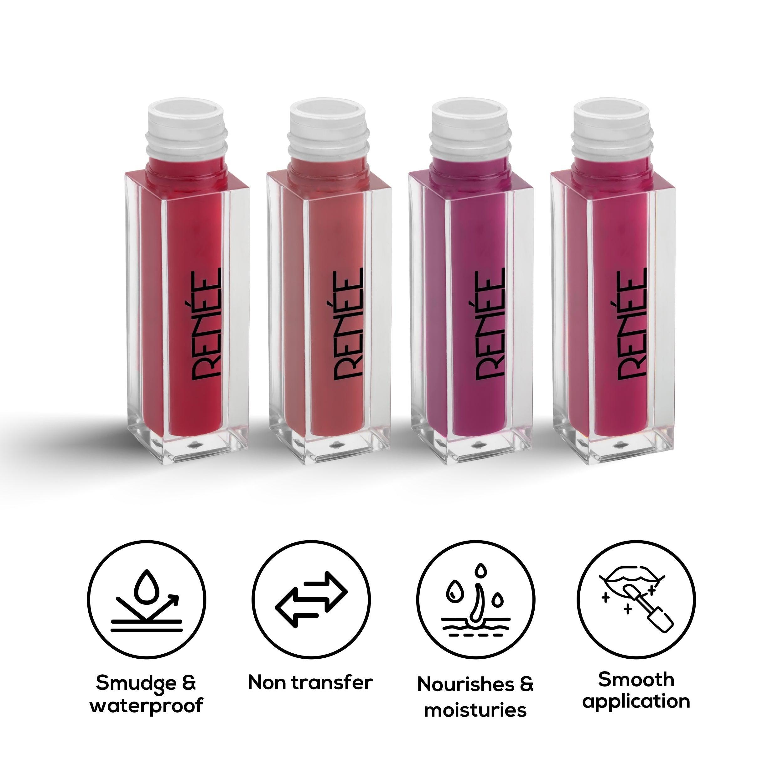 RENEE Stay With Me Minis Matte Liquid Lipsticks Combo of 4, 2 ml each