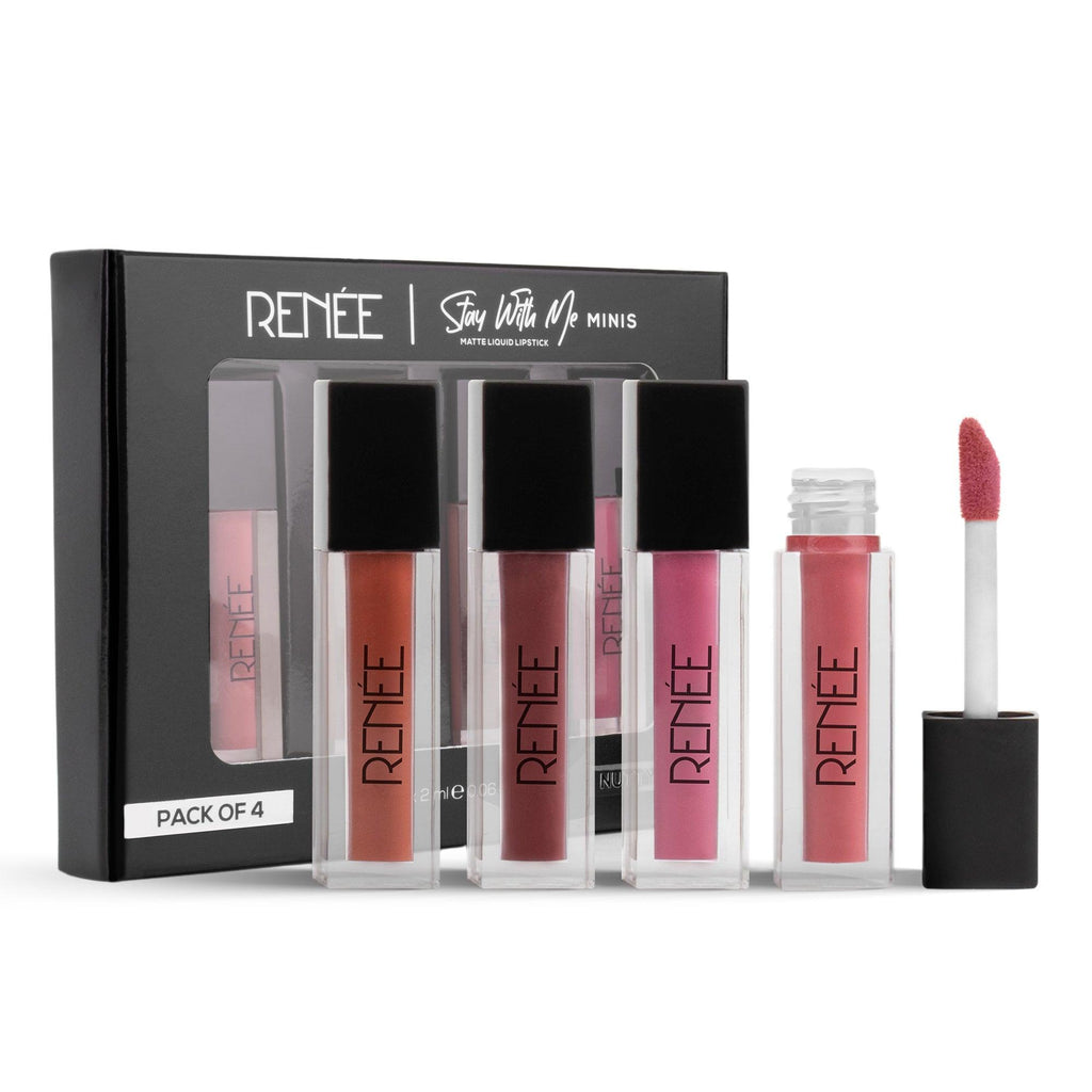 RENEE Stay With Me Minis Matte Liquid Lipsticks Combo of 4, 2 ml each