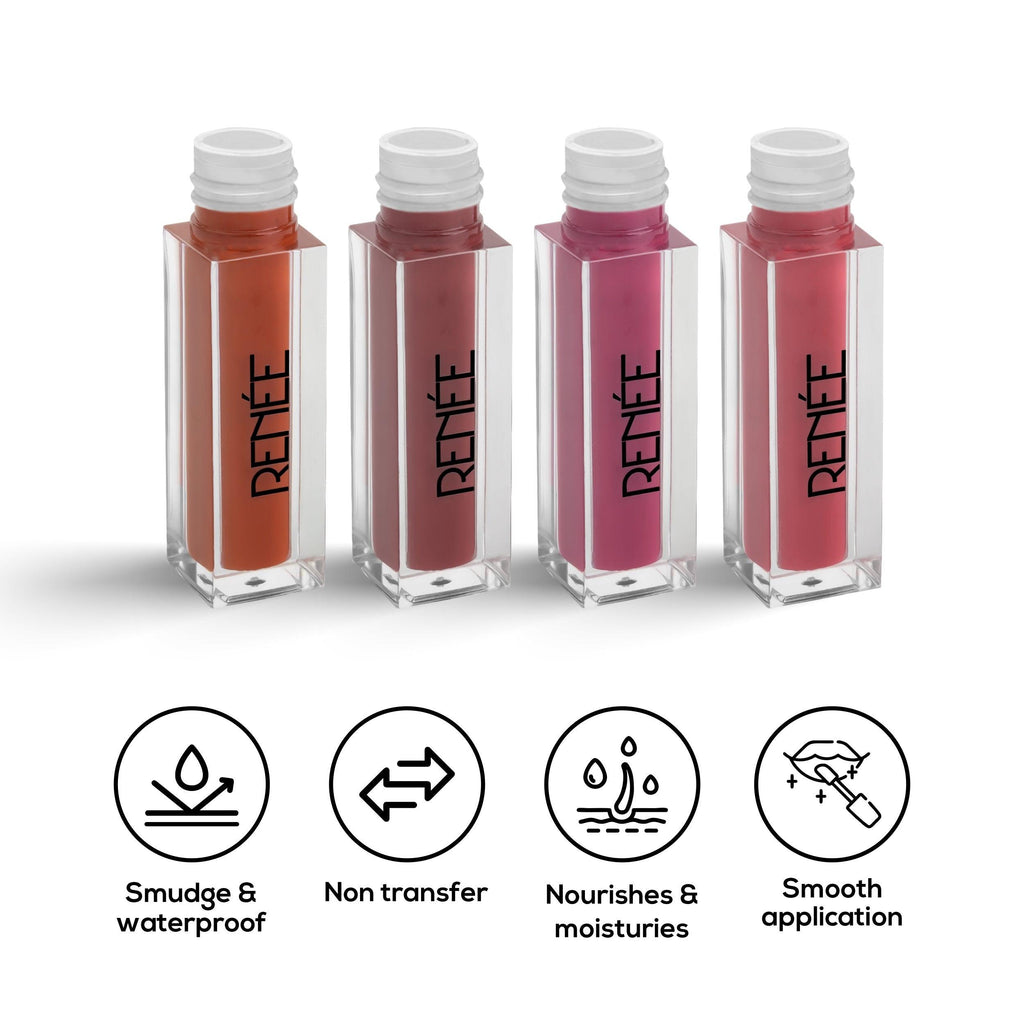 RENEE Stay With Me Minis Matte Liquid Lipsticks Combo of 4, 2 ml each