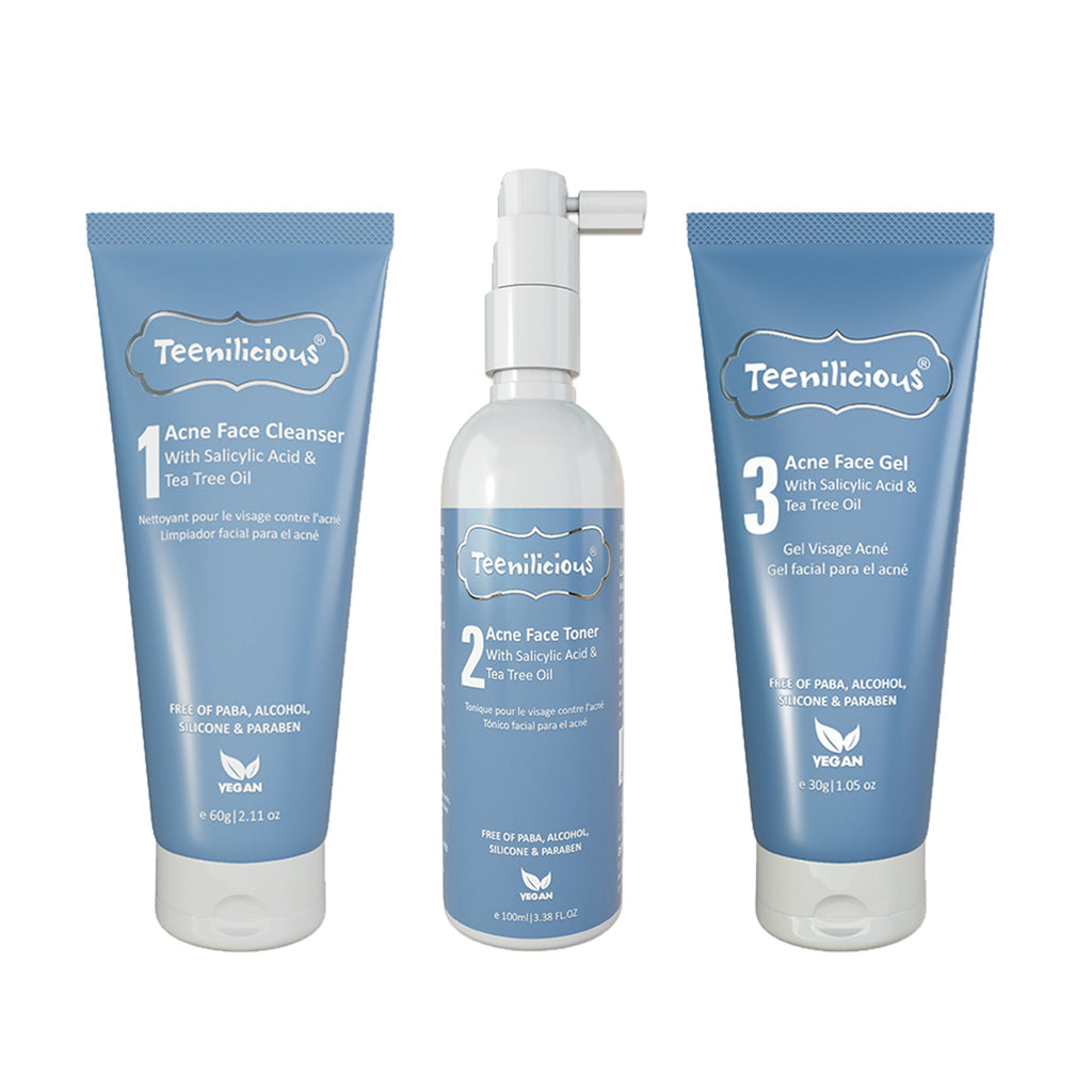 Fixderma Teenilicious Salicylic Acid Acne Care Kit 190ml - Blackhead & Whitehead Treatment