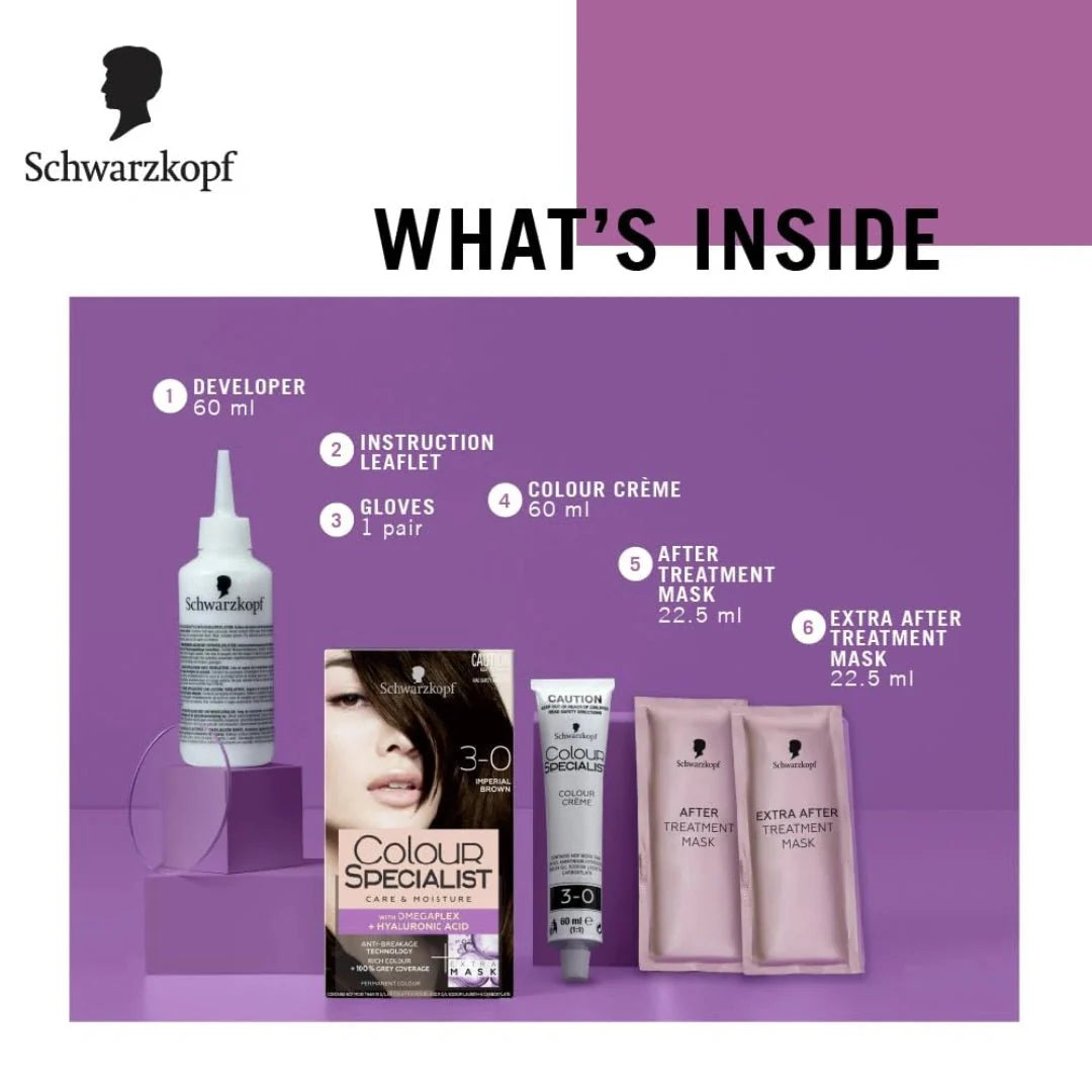 Schwarzkopf Colour Specialist Permanent Hair Colour - 3.0 Imperial Brown (165ml)