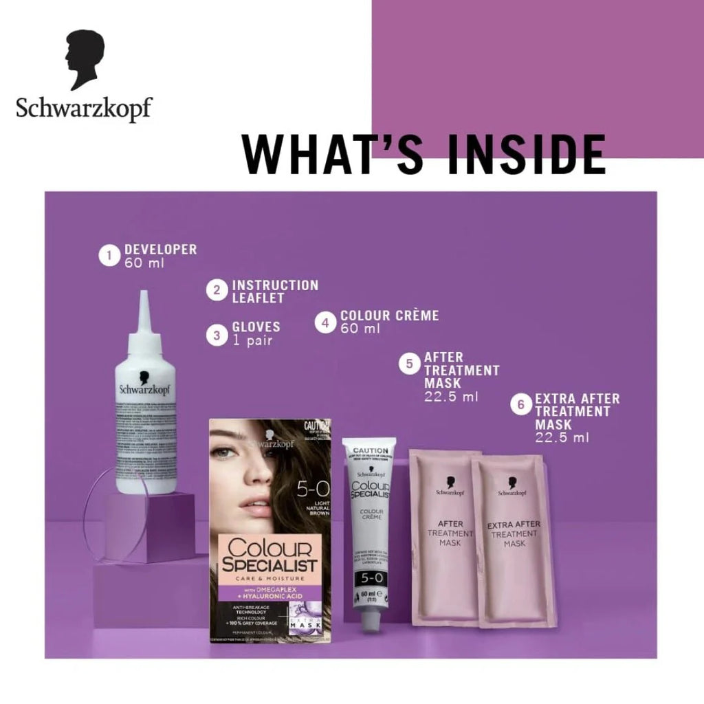Schwarzkopf Colour Specialist Permanent Hair Colour - 5.0 Light Natural Brown (165ml)