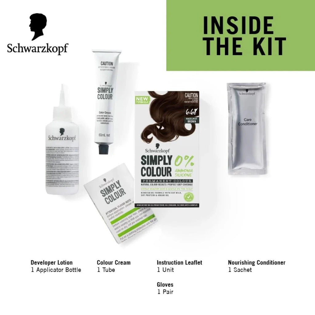 Schwarzkopf Simply Color Permanent Hair Color, 6.68 Hazelnut Brown (142.5ml)