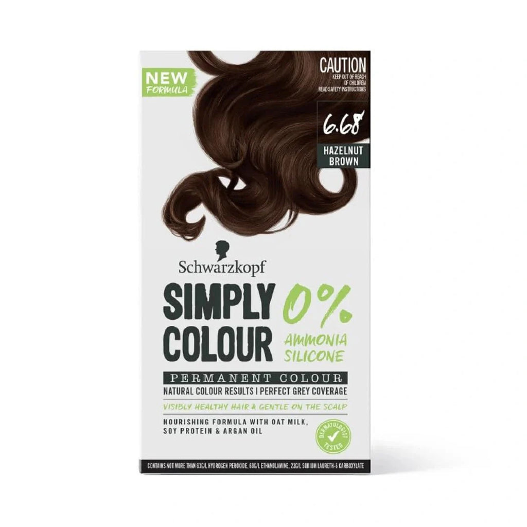 Schwarzkopf Simply Color Permanent Hair Color, 6.68 Hazelnut Brown (142.5ml)