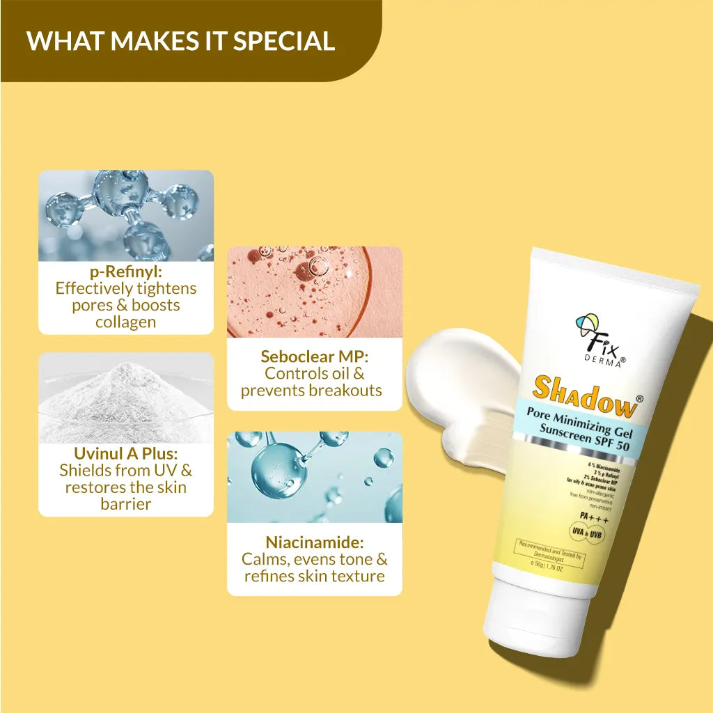 Fixderma Shadow Pore Minimizing Gel Sunscreen SPF 50
