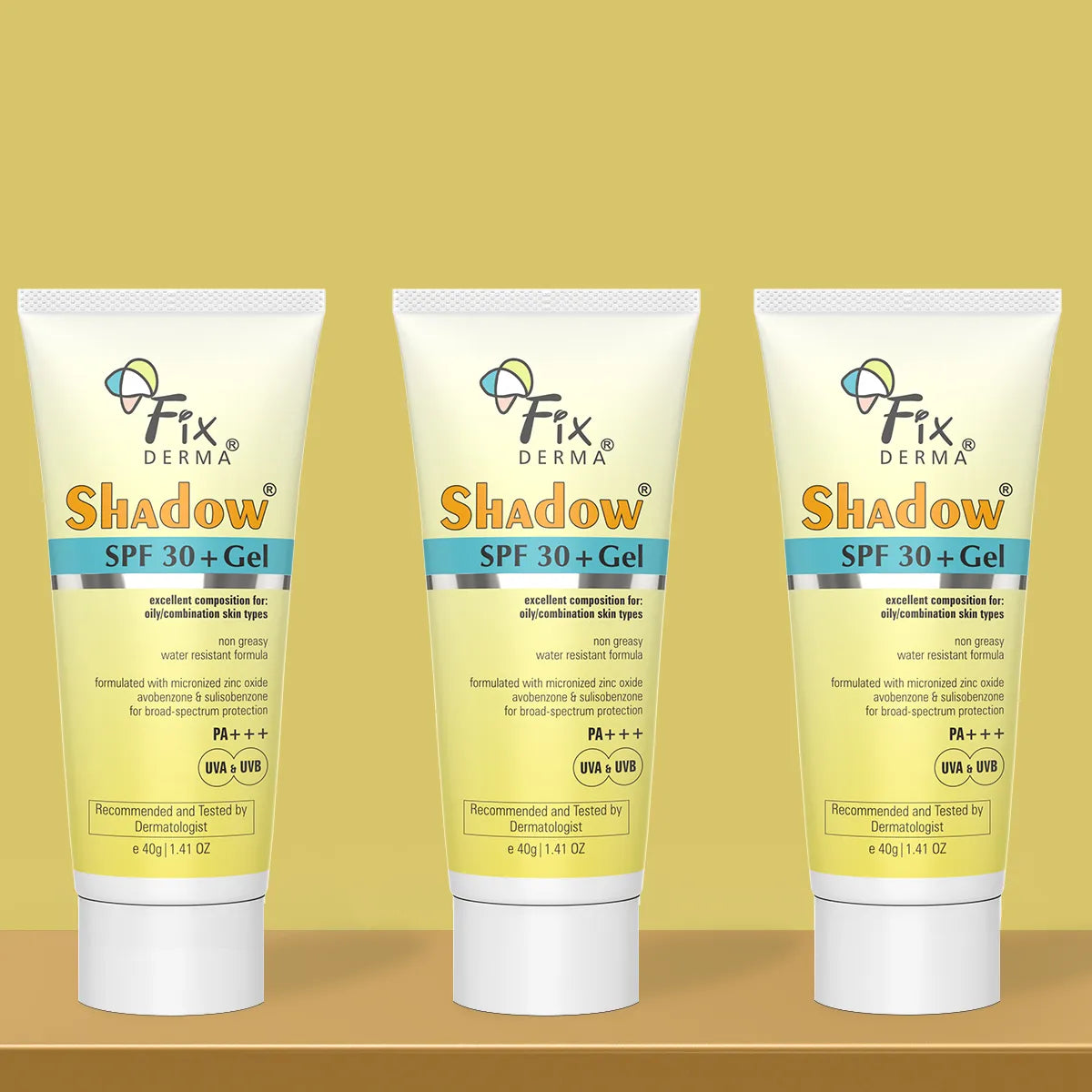 Fixderma Shadow SPF 30+ Gel - 40g Pack of 3