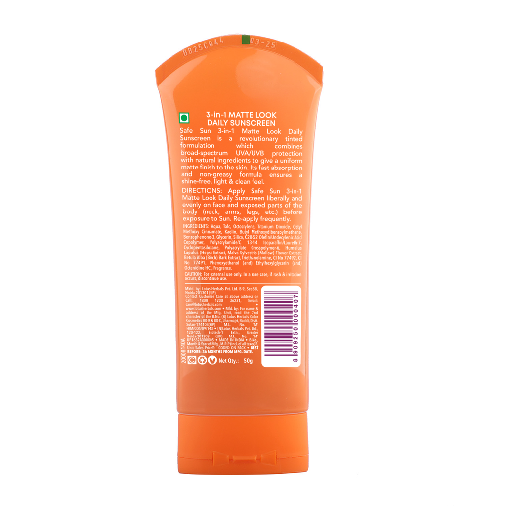 Lotus Safe Sun 3 In 1 Matte-Look Daily Sunscreen SPF 40 PA+++