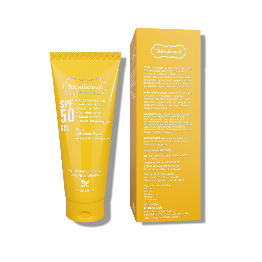 Fixderma Teenilicious SPF 50 Sunscreen Gel, PA+++, Light Weight UV Gel, Formulated For Acne-Prone Skin